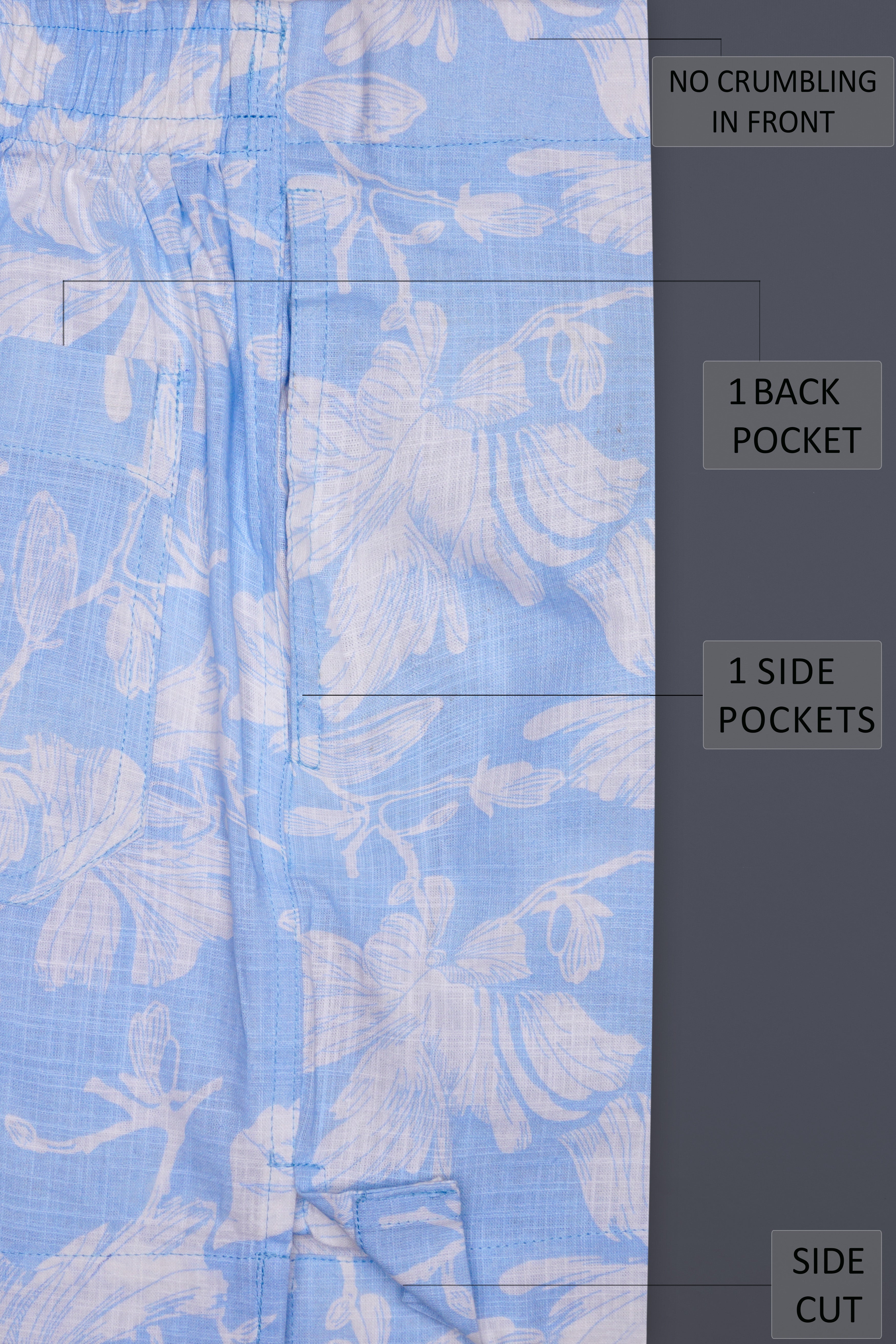 Azure Bloom-Perano Blue Floral Printed Chambray Premium Cotton Boxer