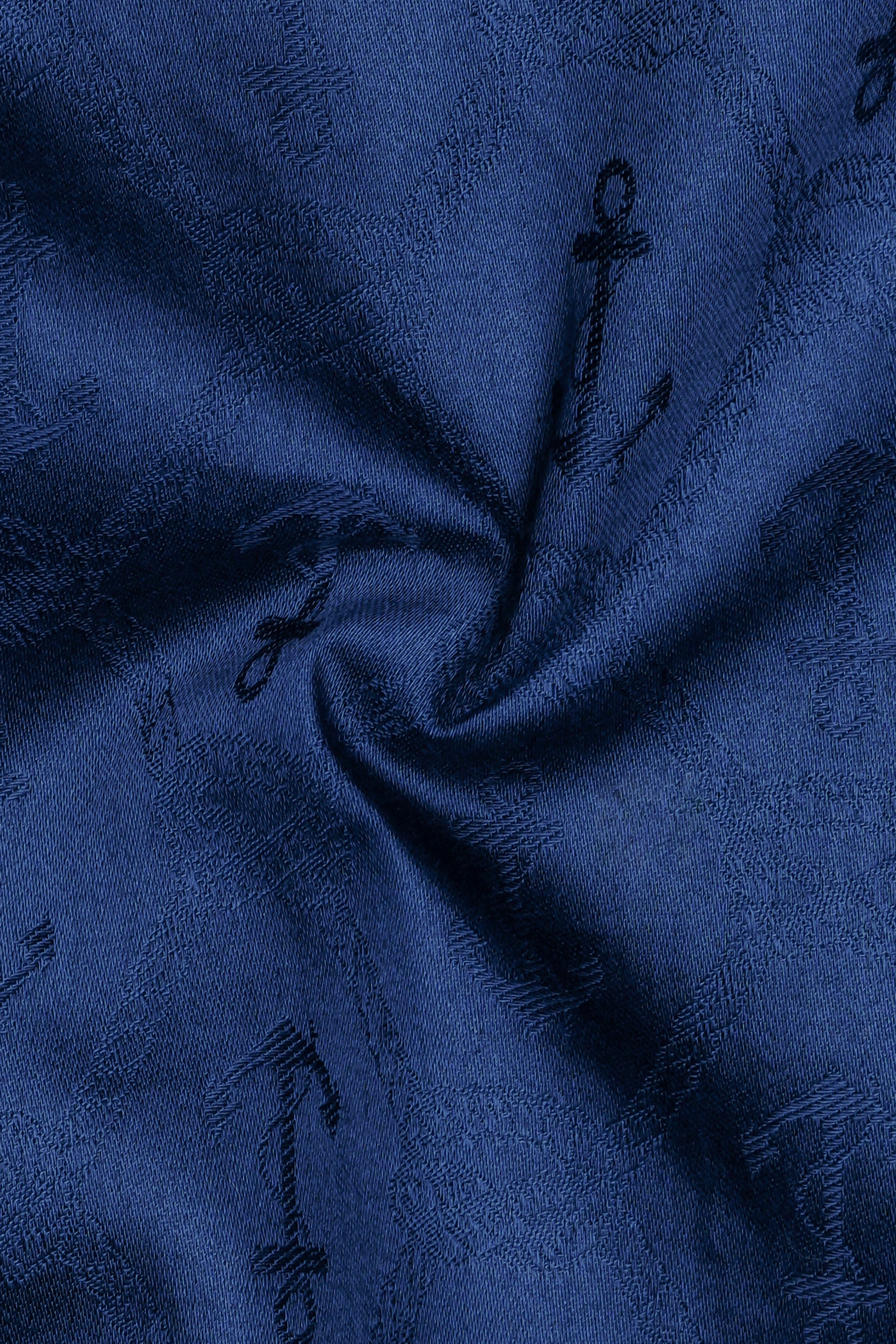 Nautical-Biscay Blue Anchor Printed Jacquard Premium Cotton Boxer