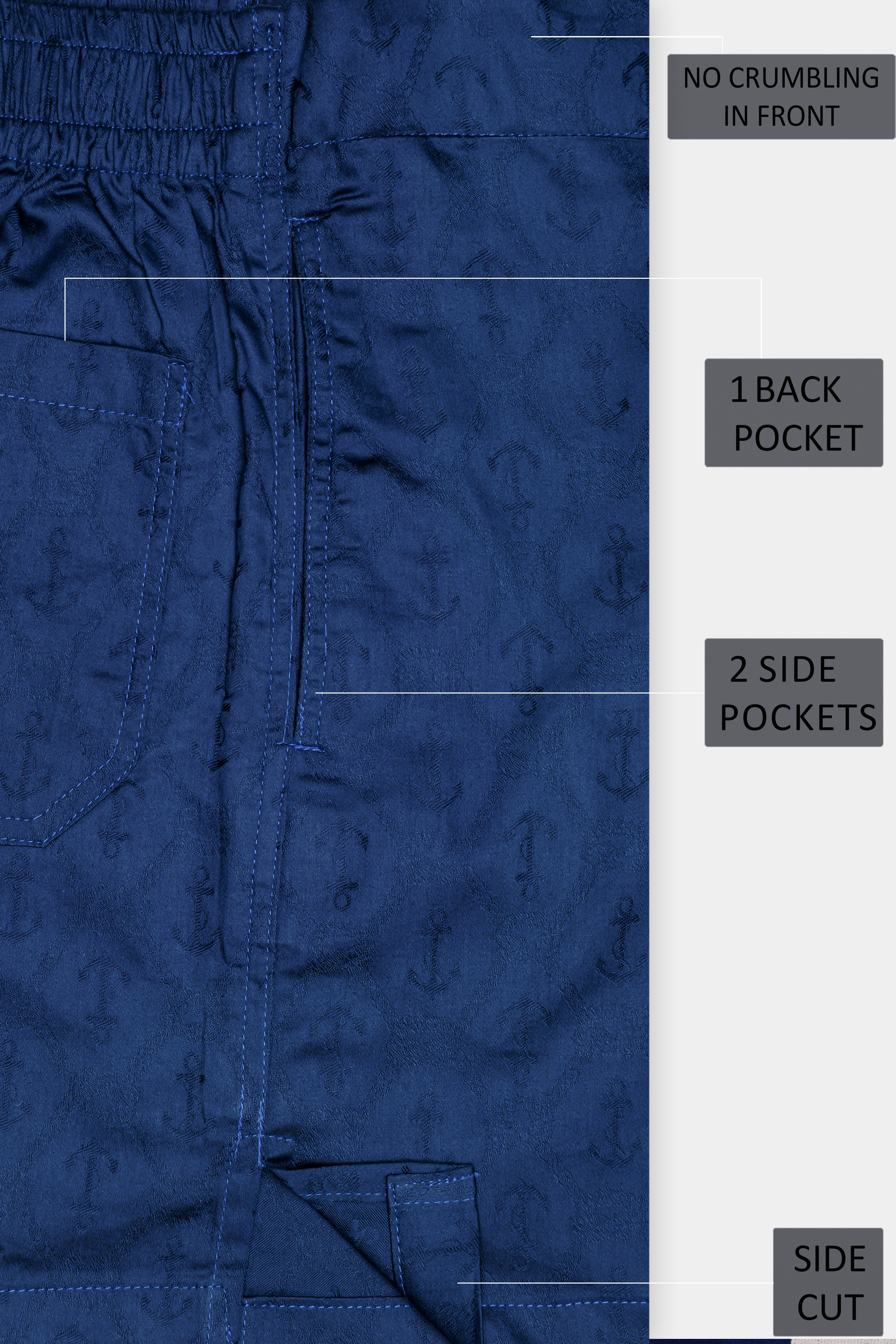 Nautical-Biscay Blue Anchor Printed Jacquard Premium Cotton Boxer