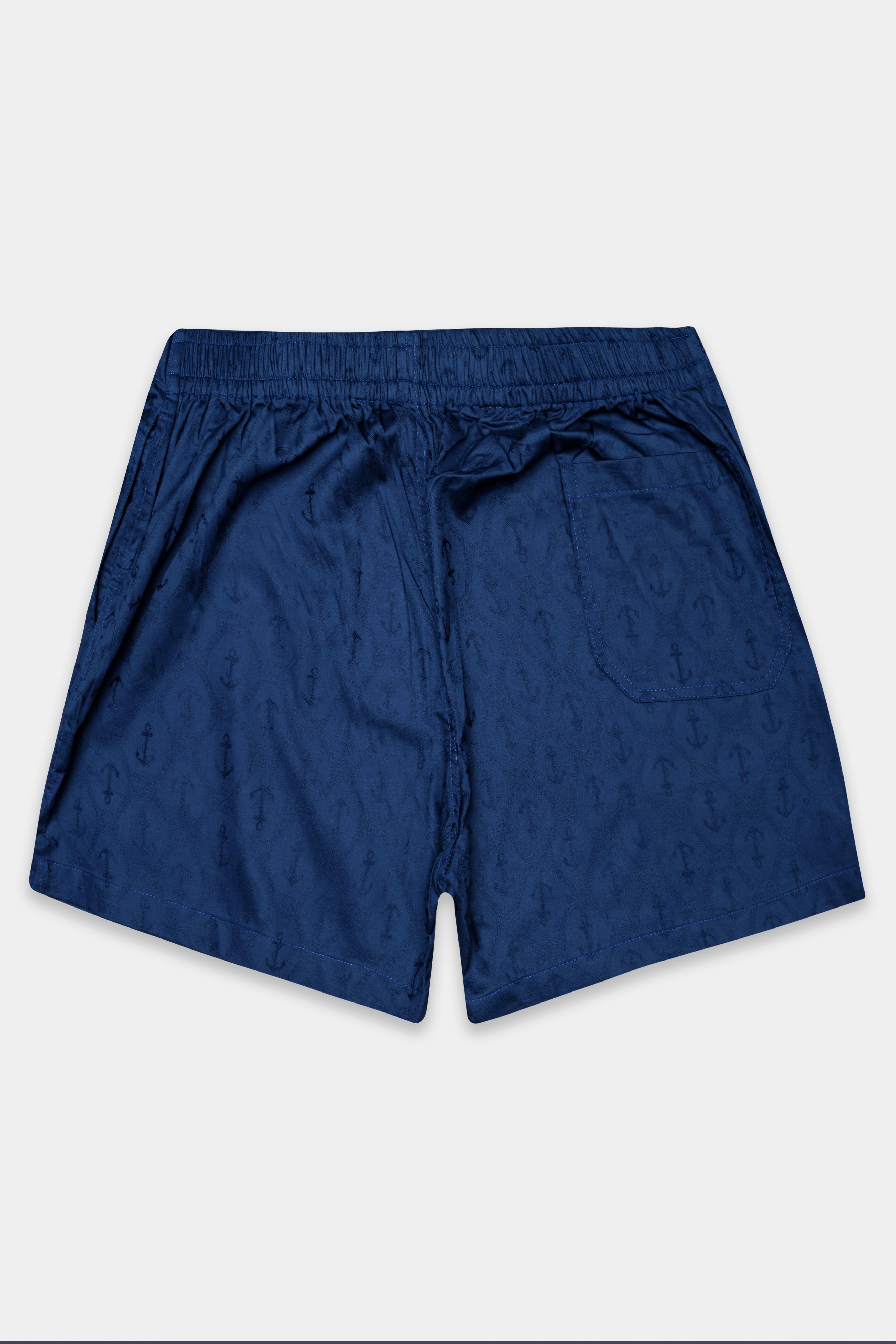 Nautical-Biscay Blue Anchor Printed Jacquard Premium Cotton Boxer