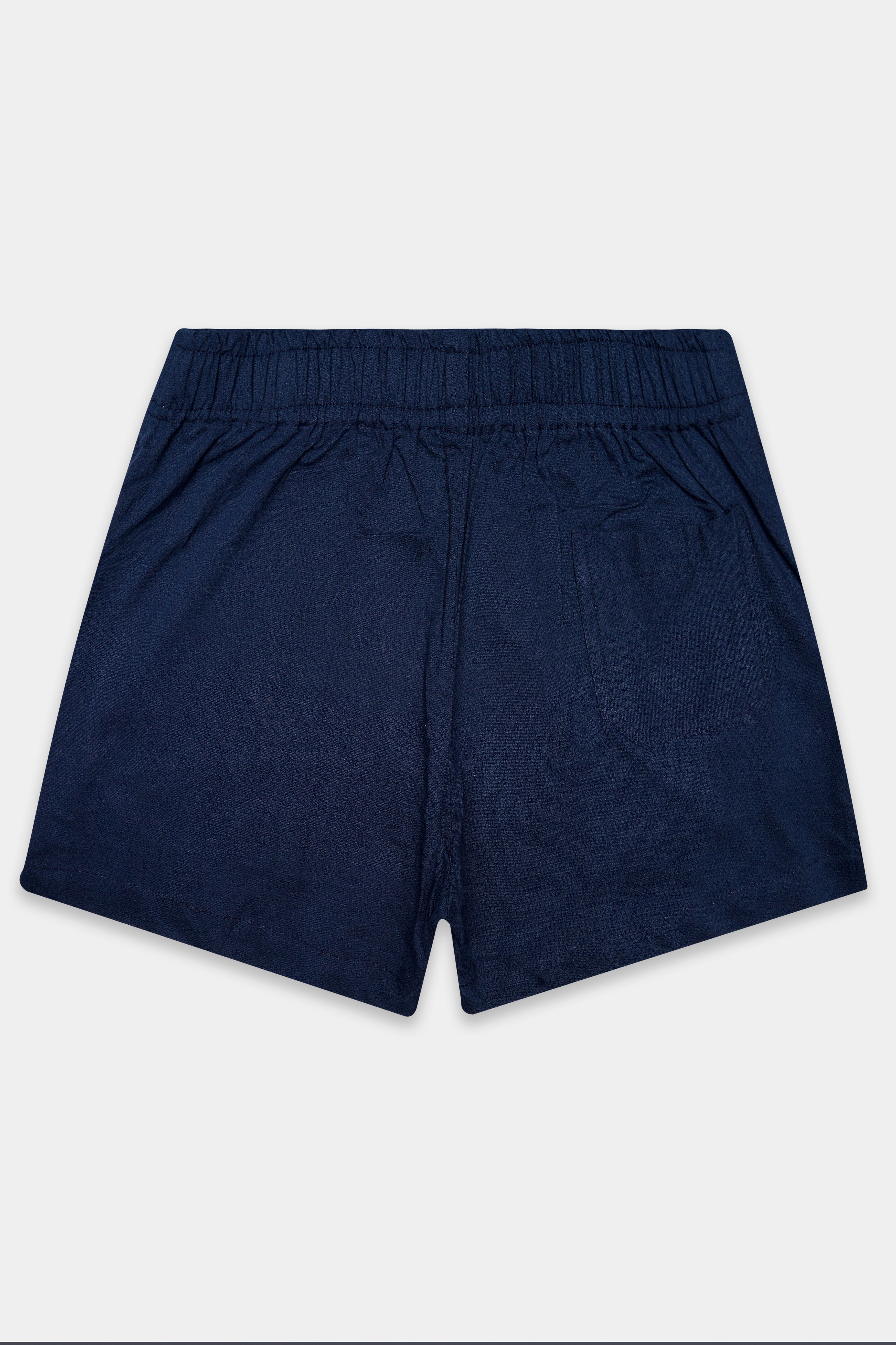 Twilight-Tangaroa Blue Solid Dobby Textured Premium Giza Cotton Boxer