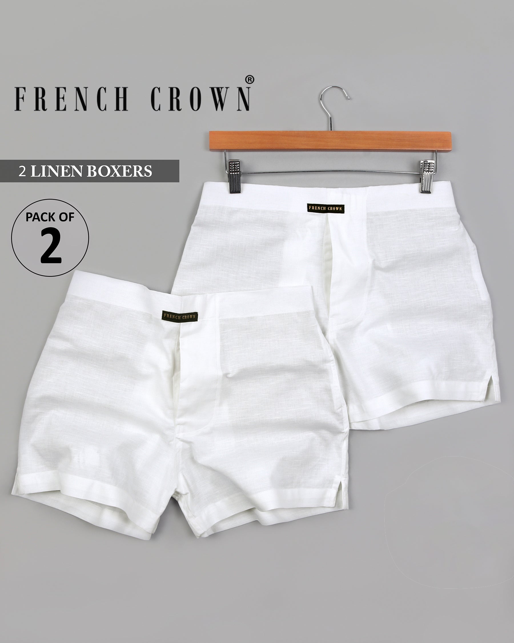 Two White Premium Linen Boxers