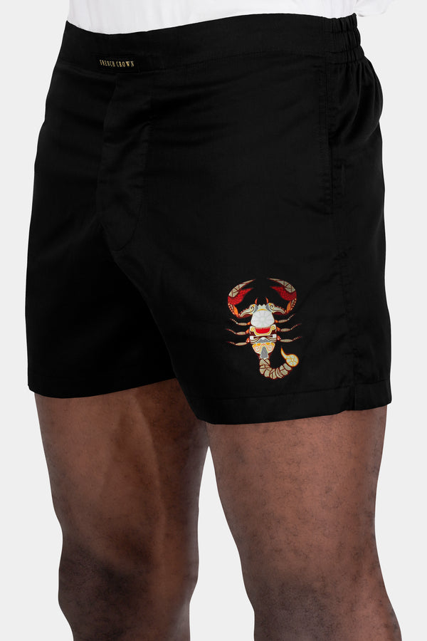 Jade Black Scorpion Printed Subtle Sheen Super Soft Premium Cotton Boxers