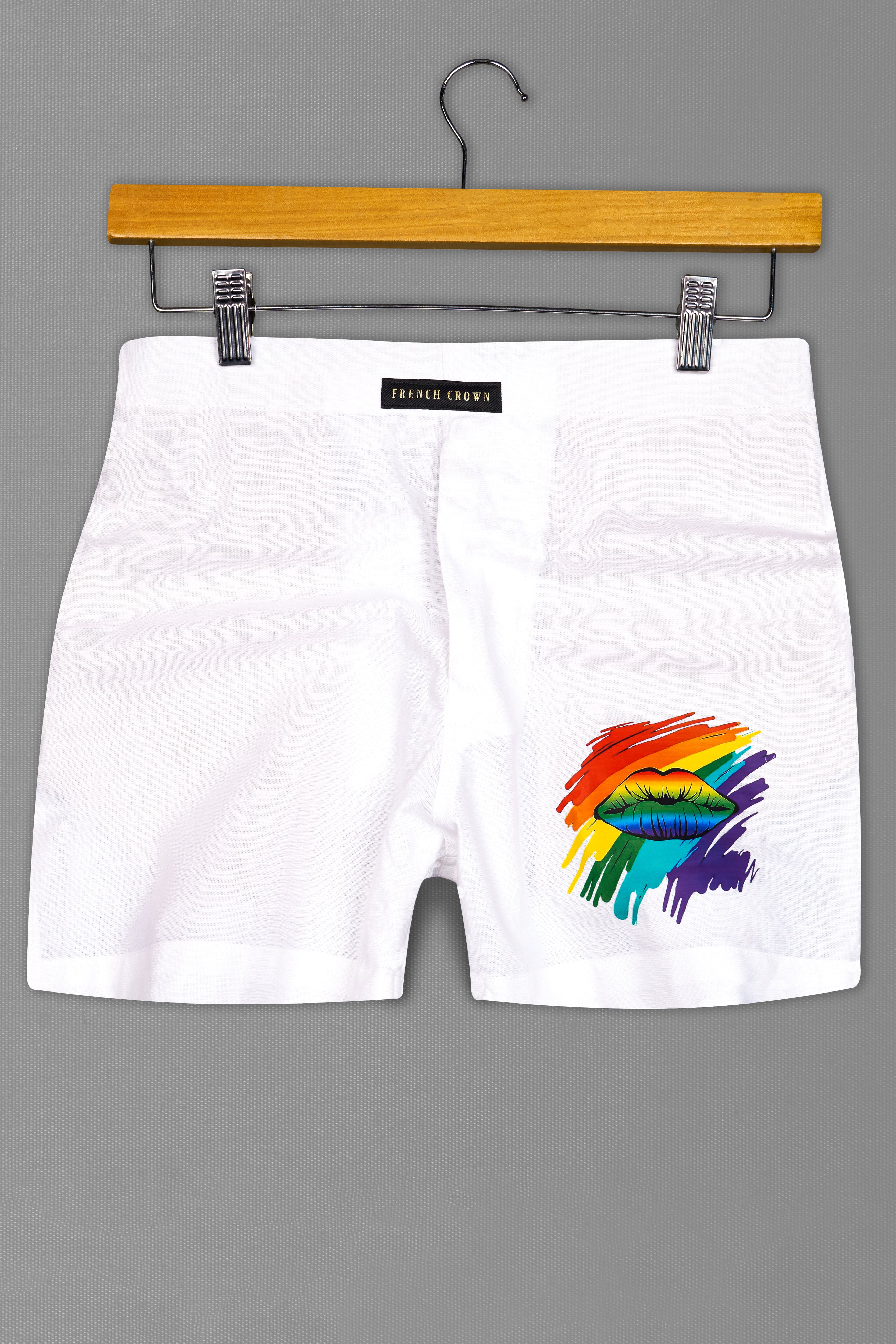 Bright White Funky Printed Luxurious Linen Boxer