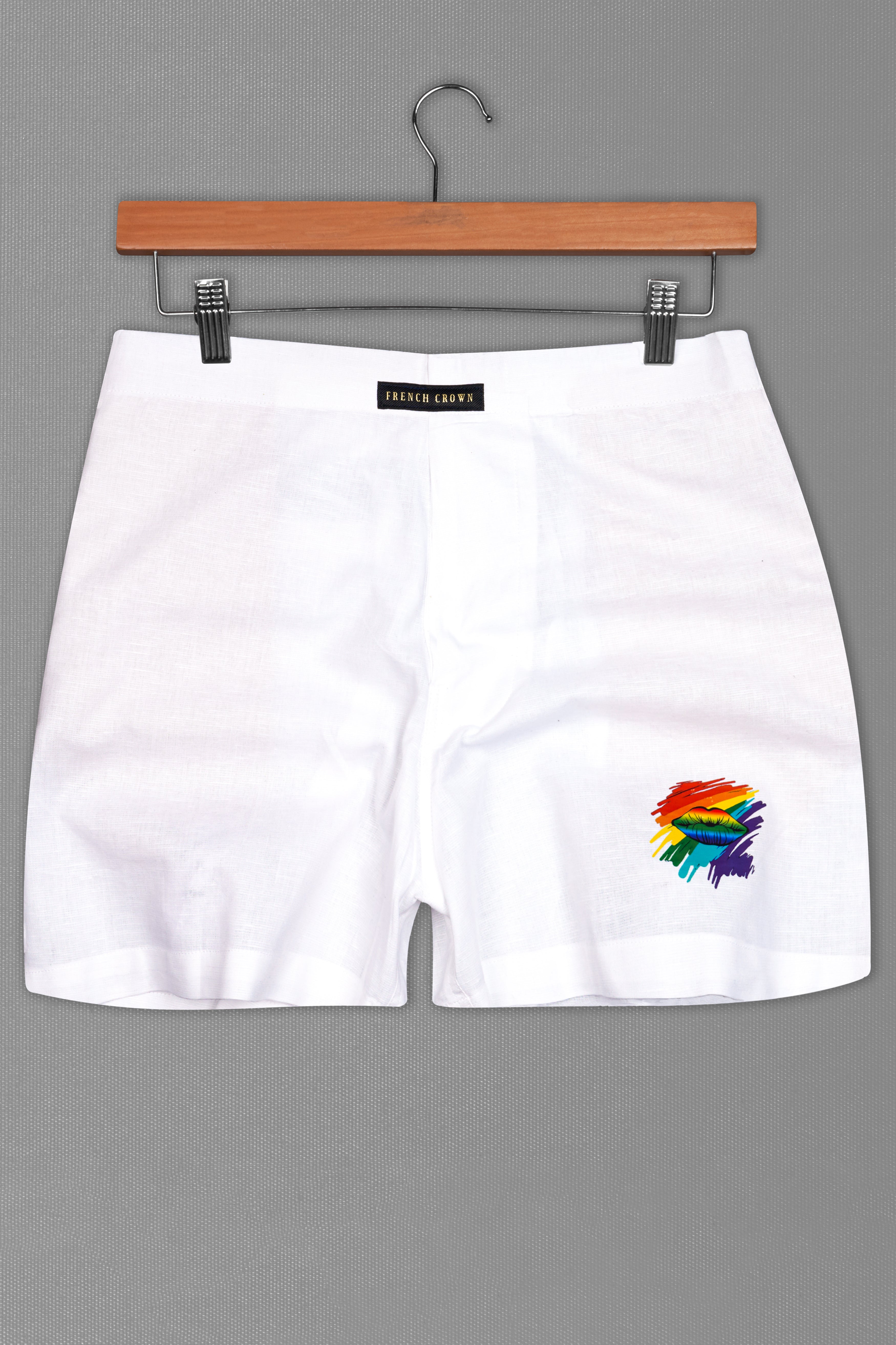 Bright White Funky Printed Luxurious Linen Boxers