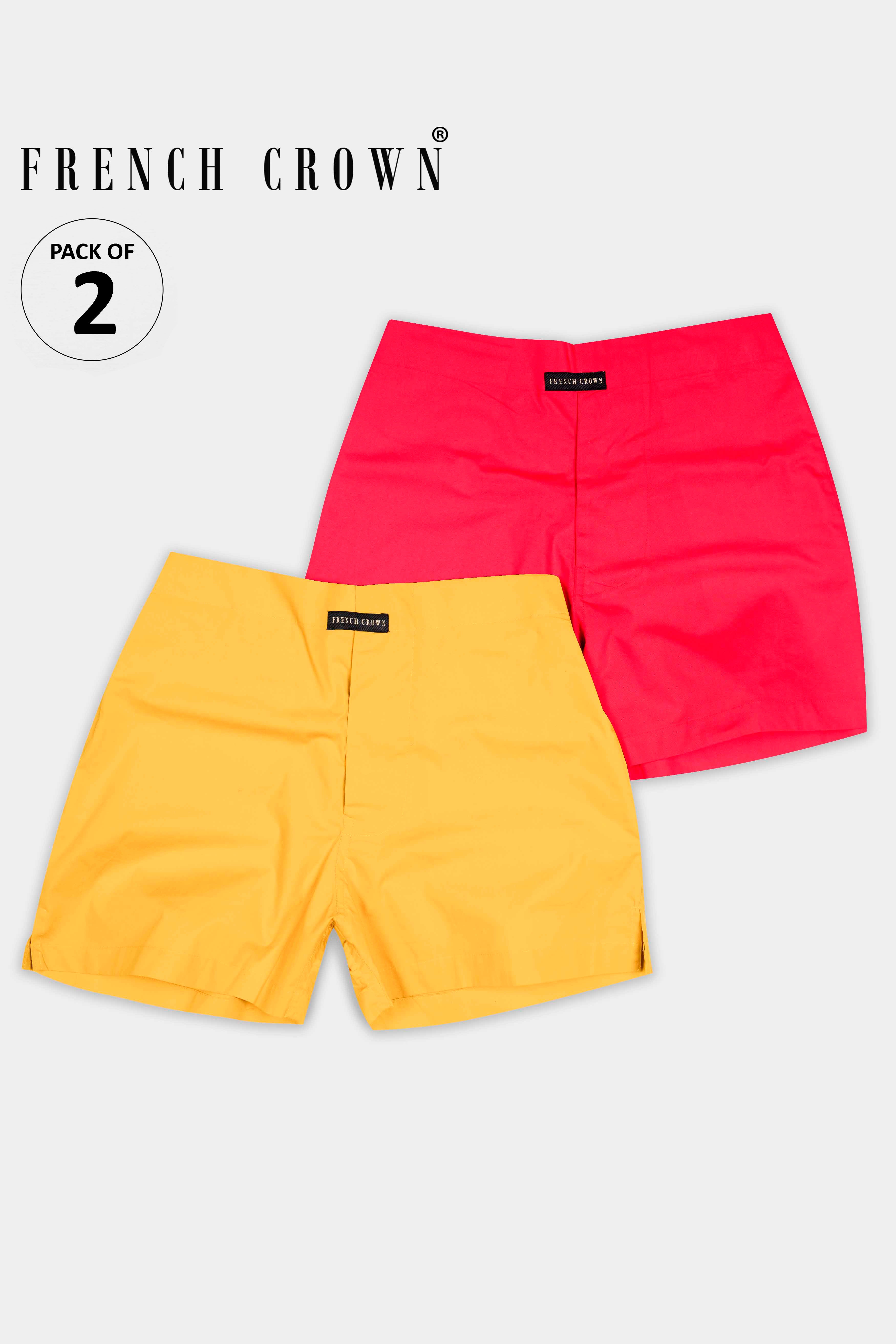 Radical Red and Saffron Yellow Solid Premium Cotton Boxers