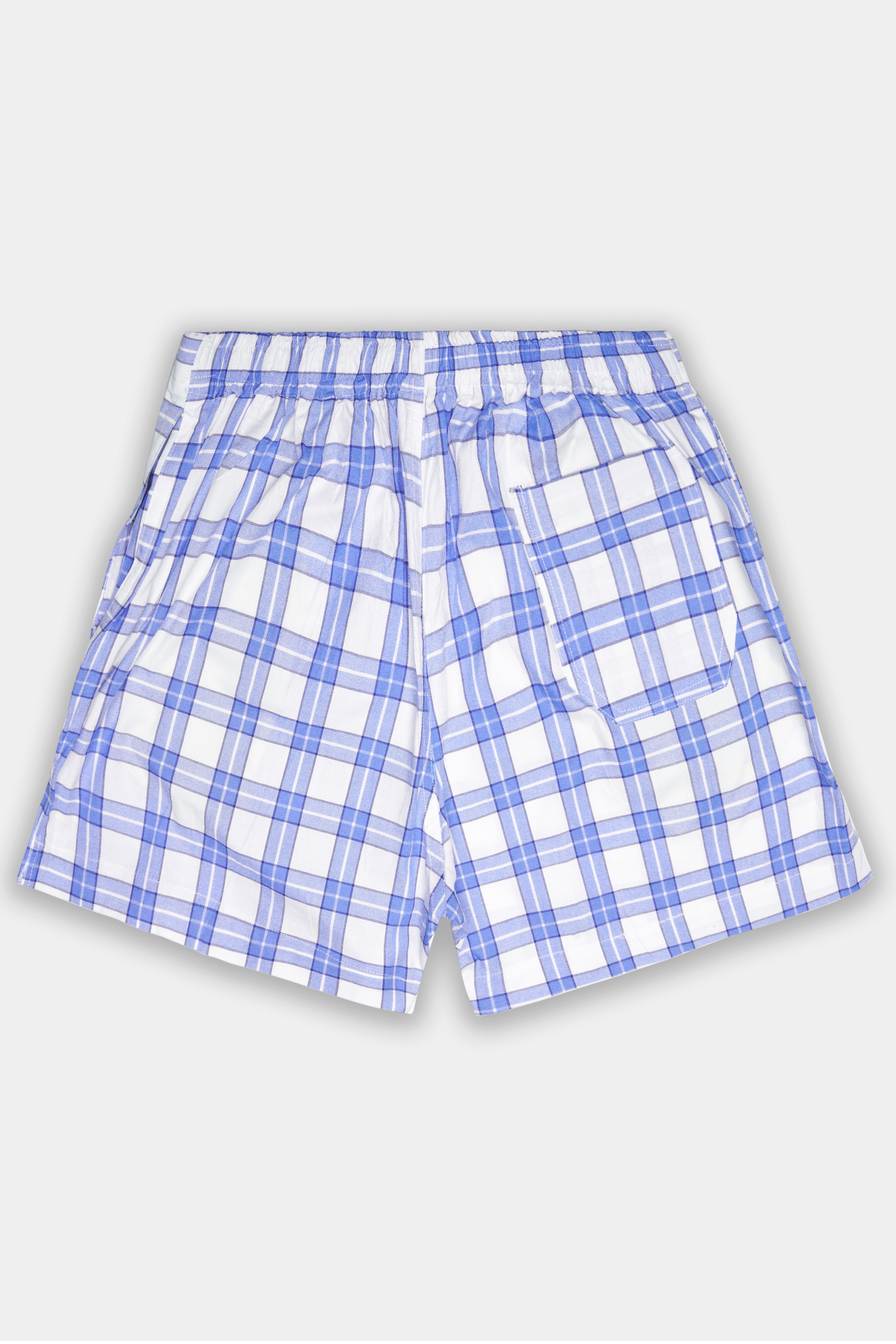 Portage Blue And Bright White Plaid Dobby Textured Premium Giza Cotton Boxer