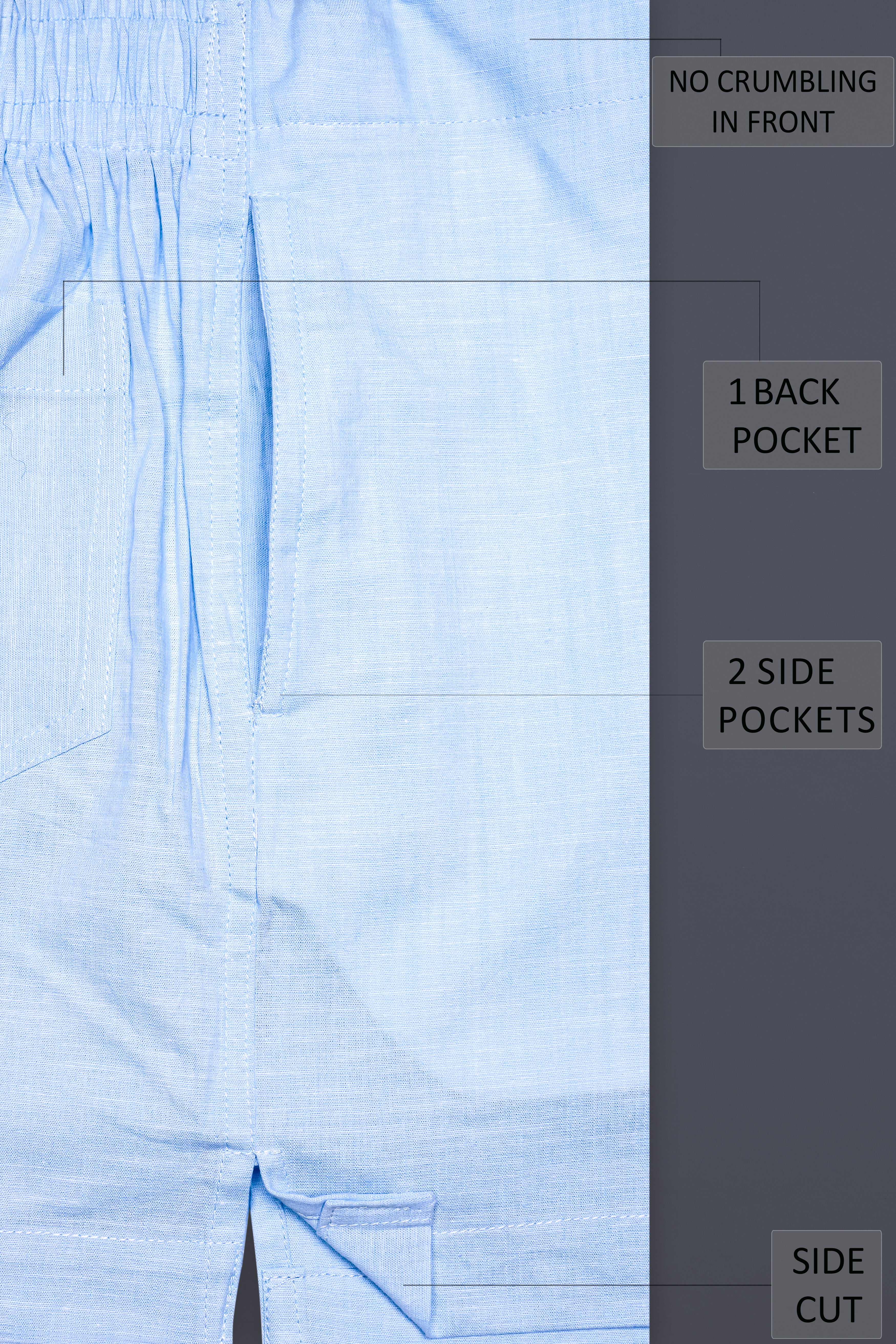 Spindle Blue Textured Premium Luxuries Linen Boxer