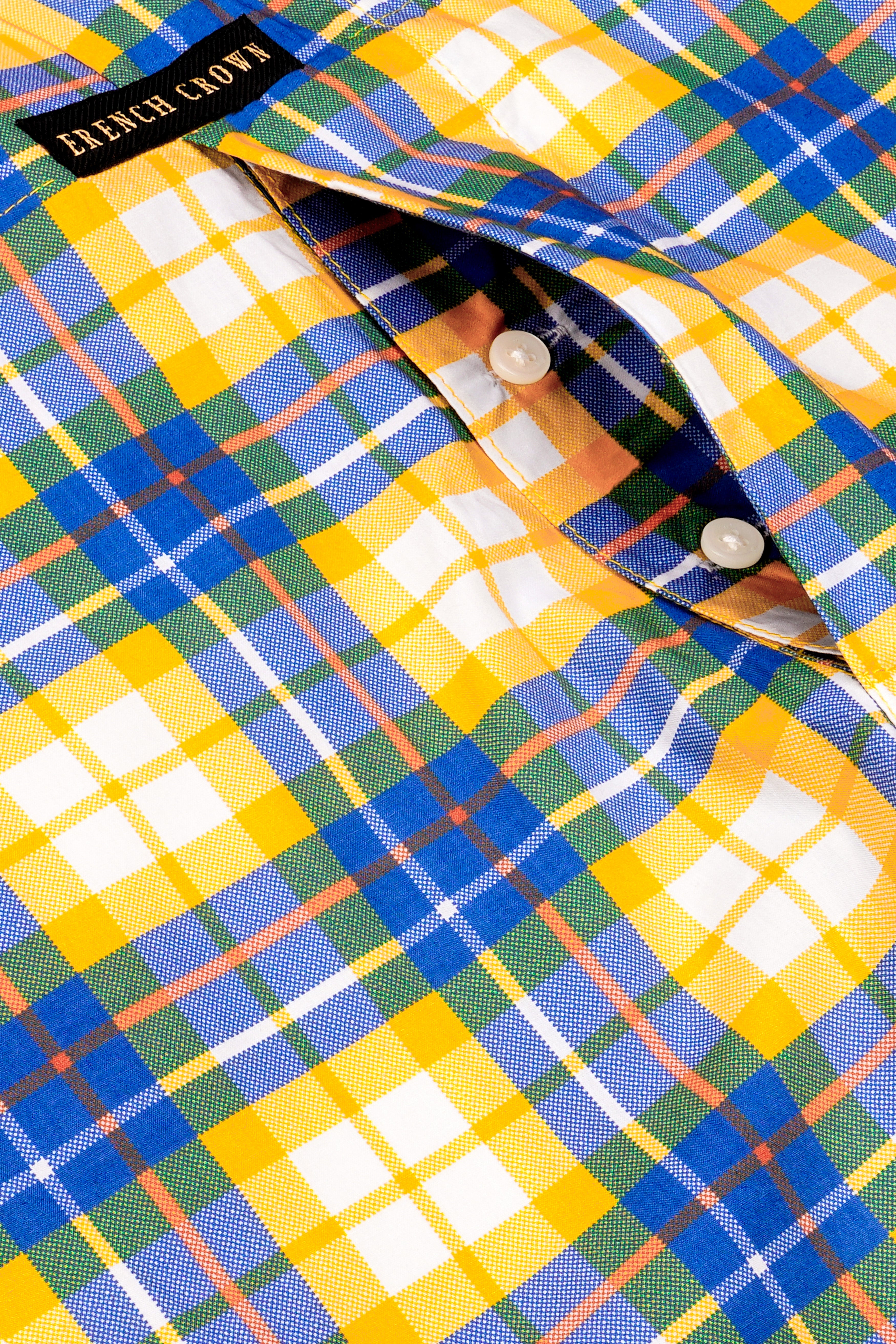 Macaroni Yellow And Mariner Blue Plaid Premium Giza Cotton Boxer