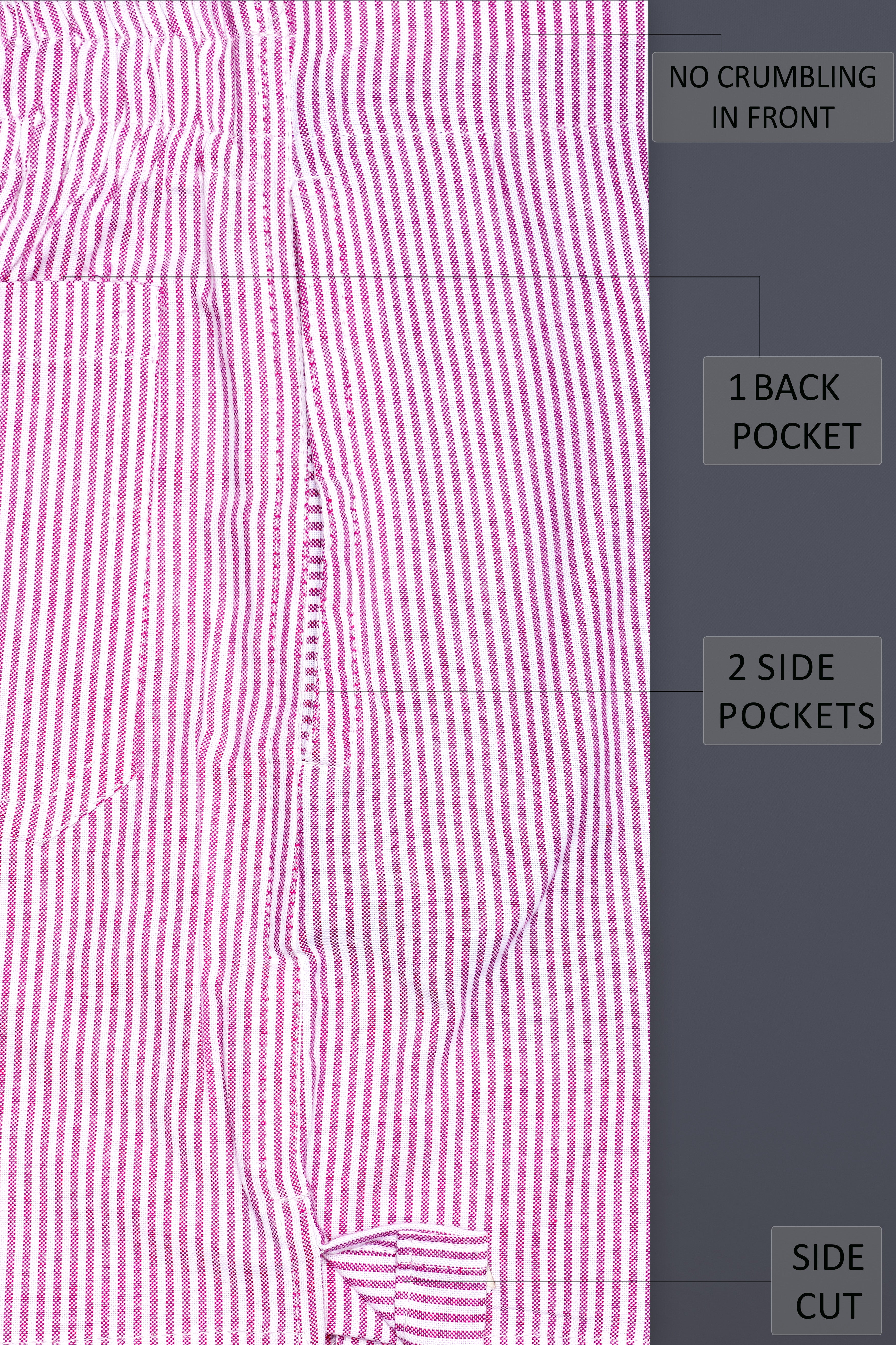 Fuchsia Pink And Bright White Stripes Oxford Premium Cotton Boxer