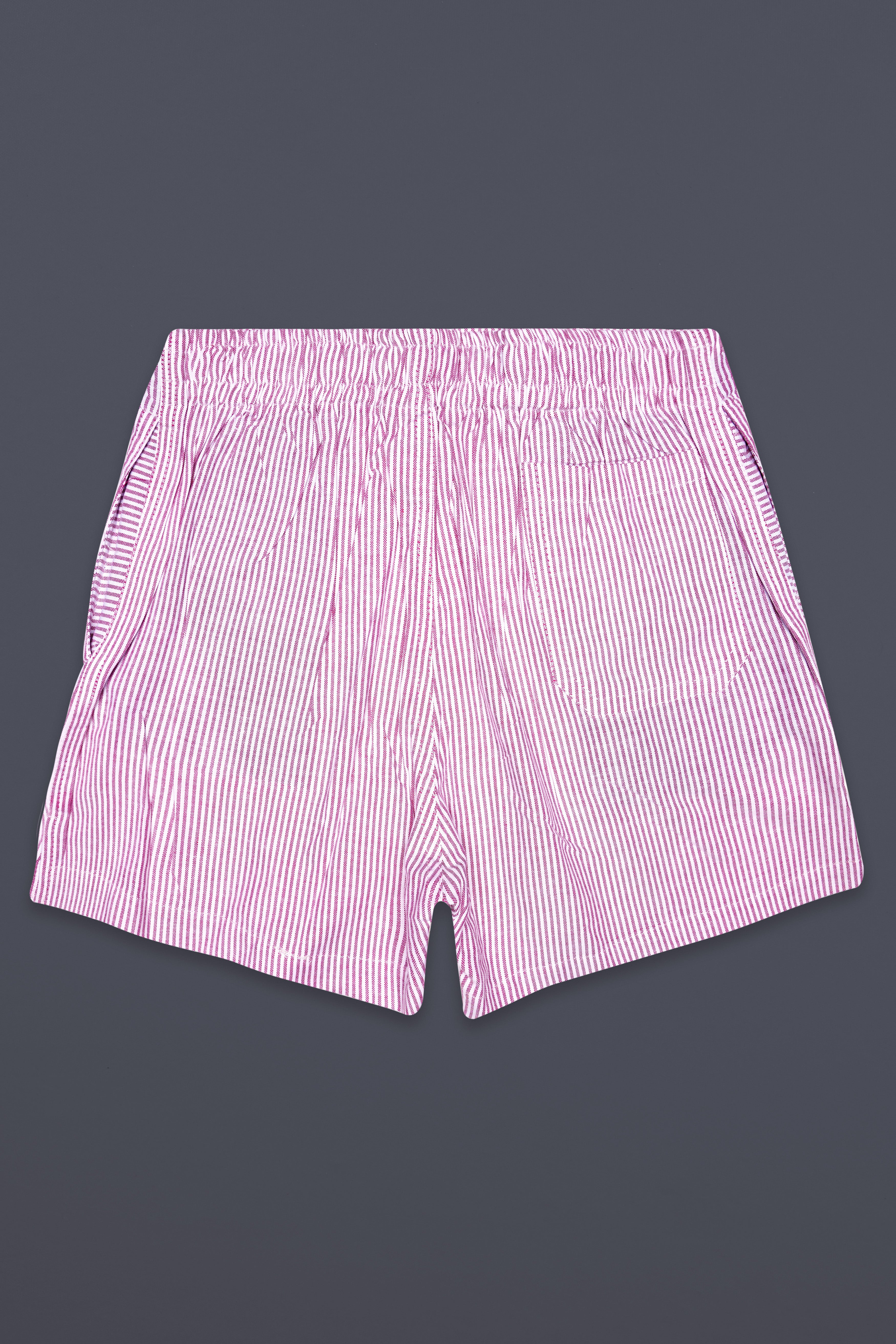 Fuchsia Pink And Bright White Stripes Oxford Premium Cotton Boxer