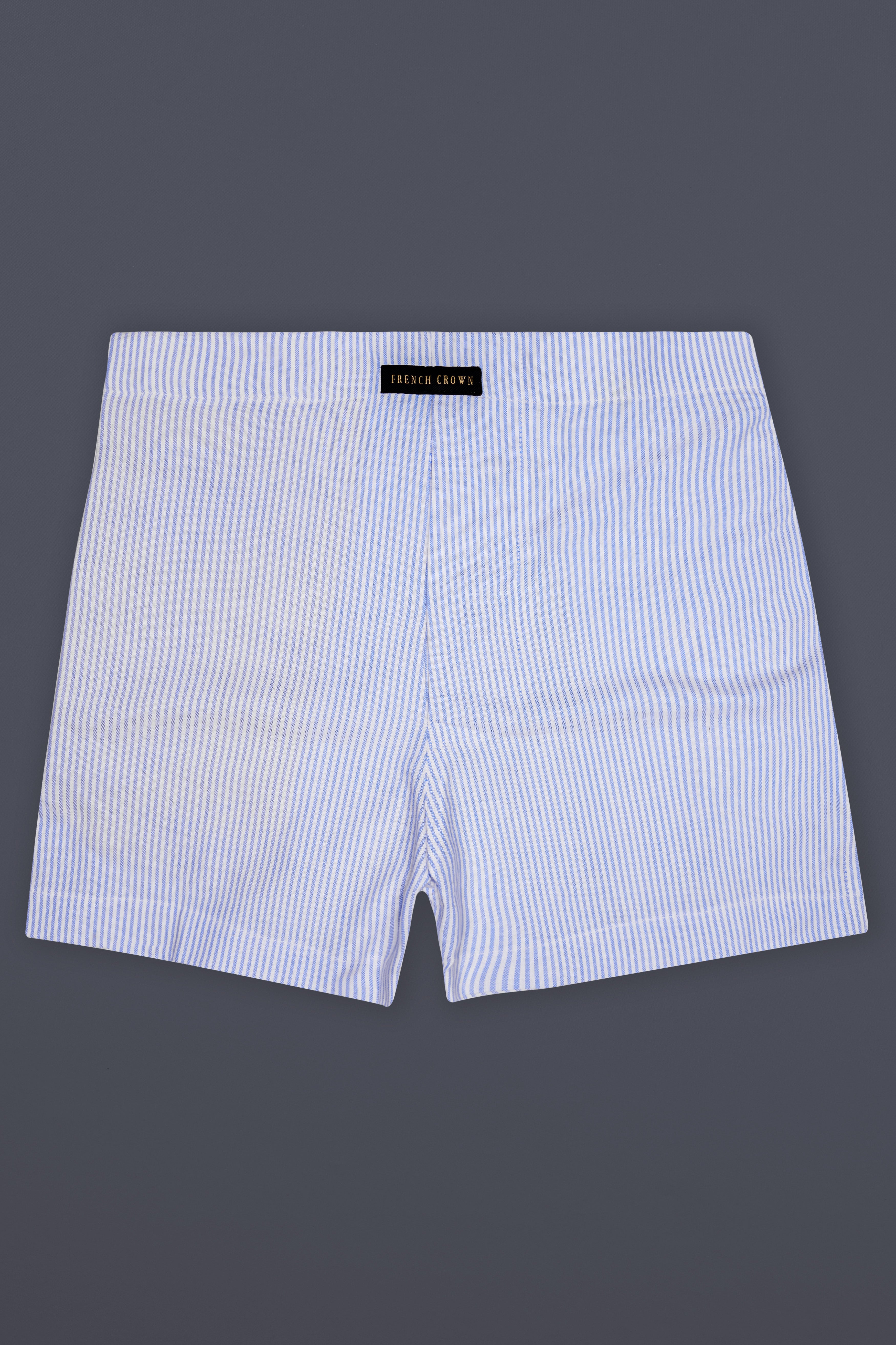 Glaucous Blue And Bright White Striped Oxford Premium Cotton Boxer