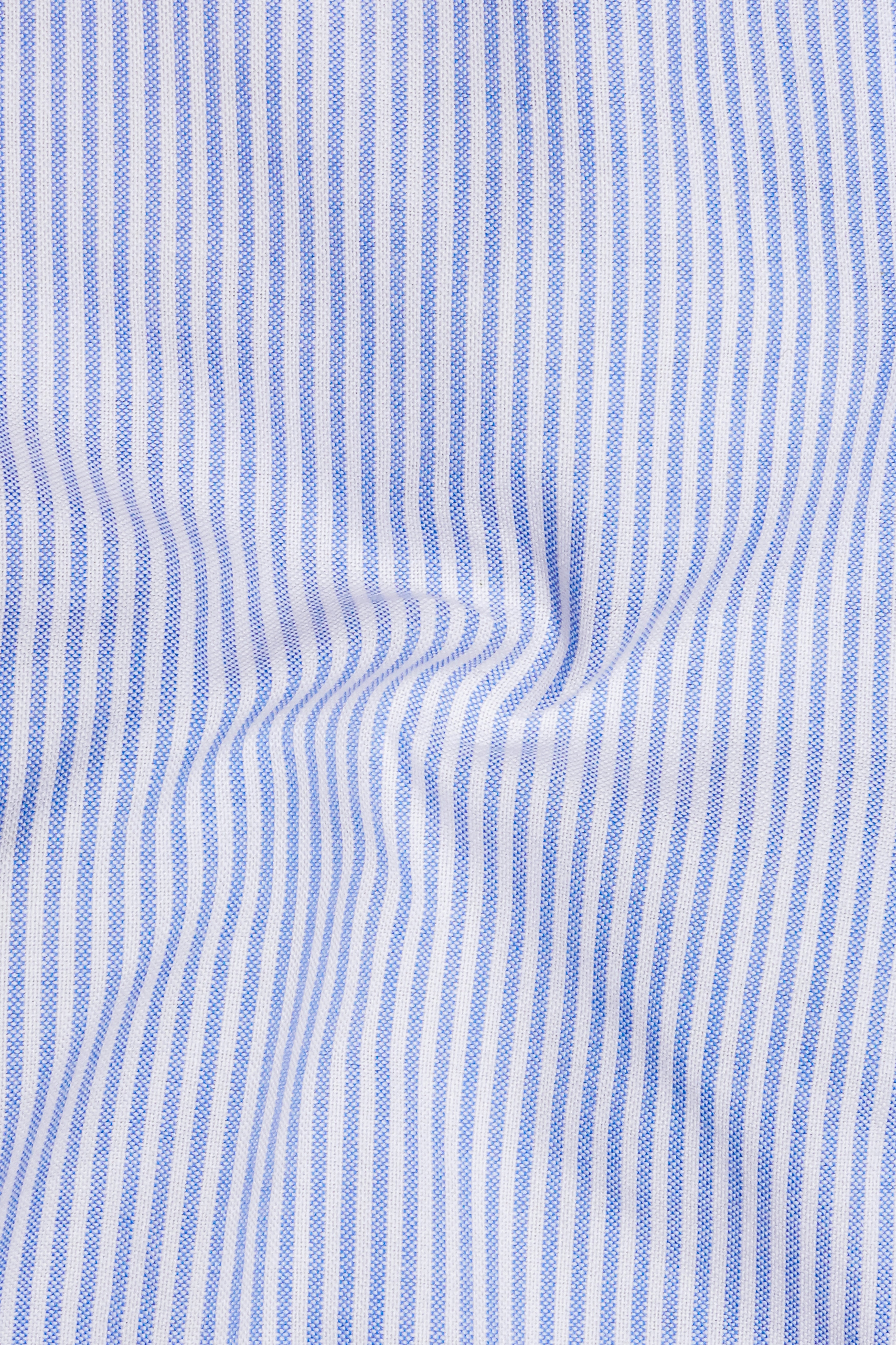 Glaucous Blue And Bright White Striped Oxford Premium Cotton Boxer