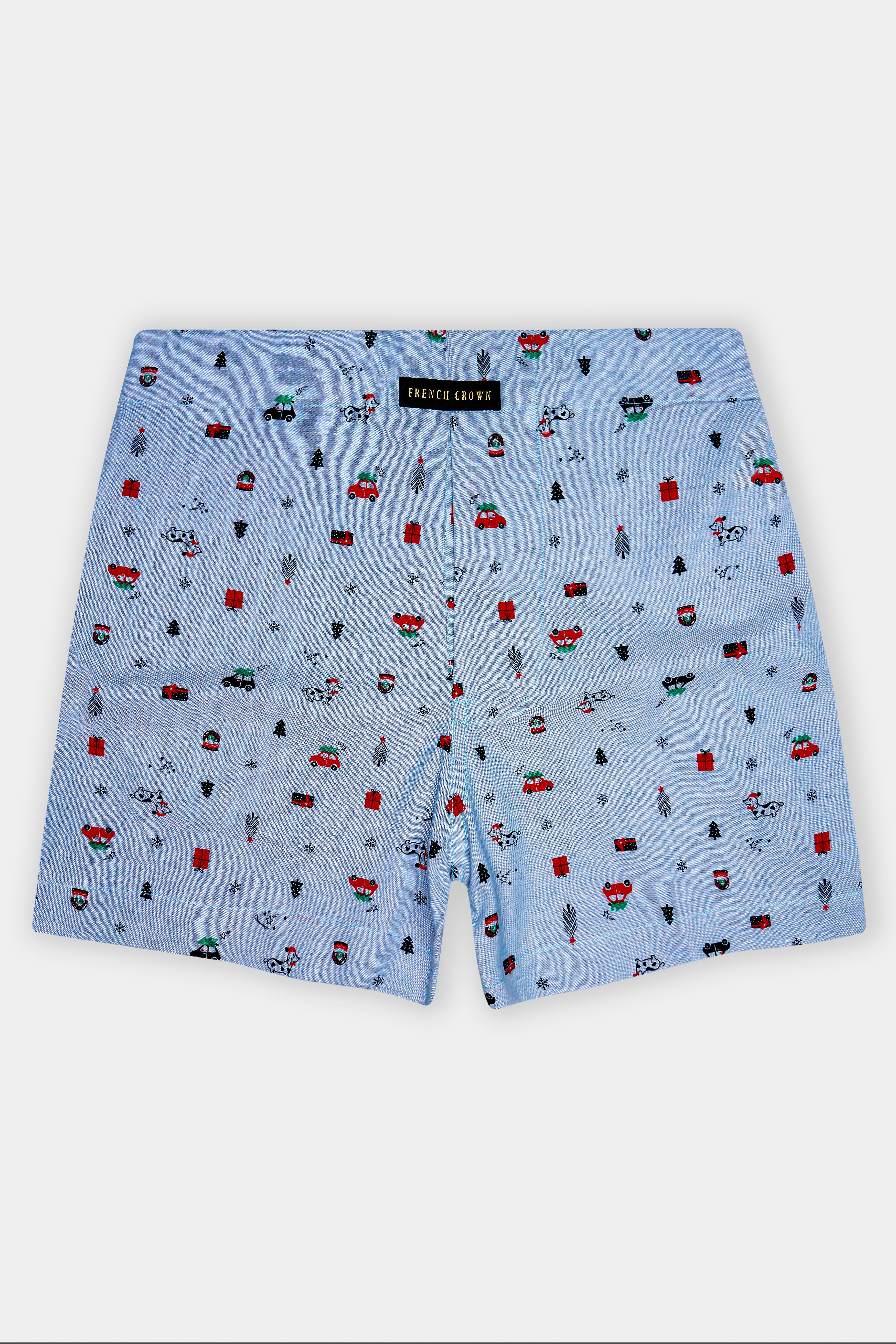 Nepal Blue christmas Printed Oxford Premium Cotton Boxer