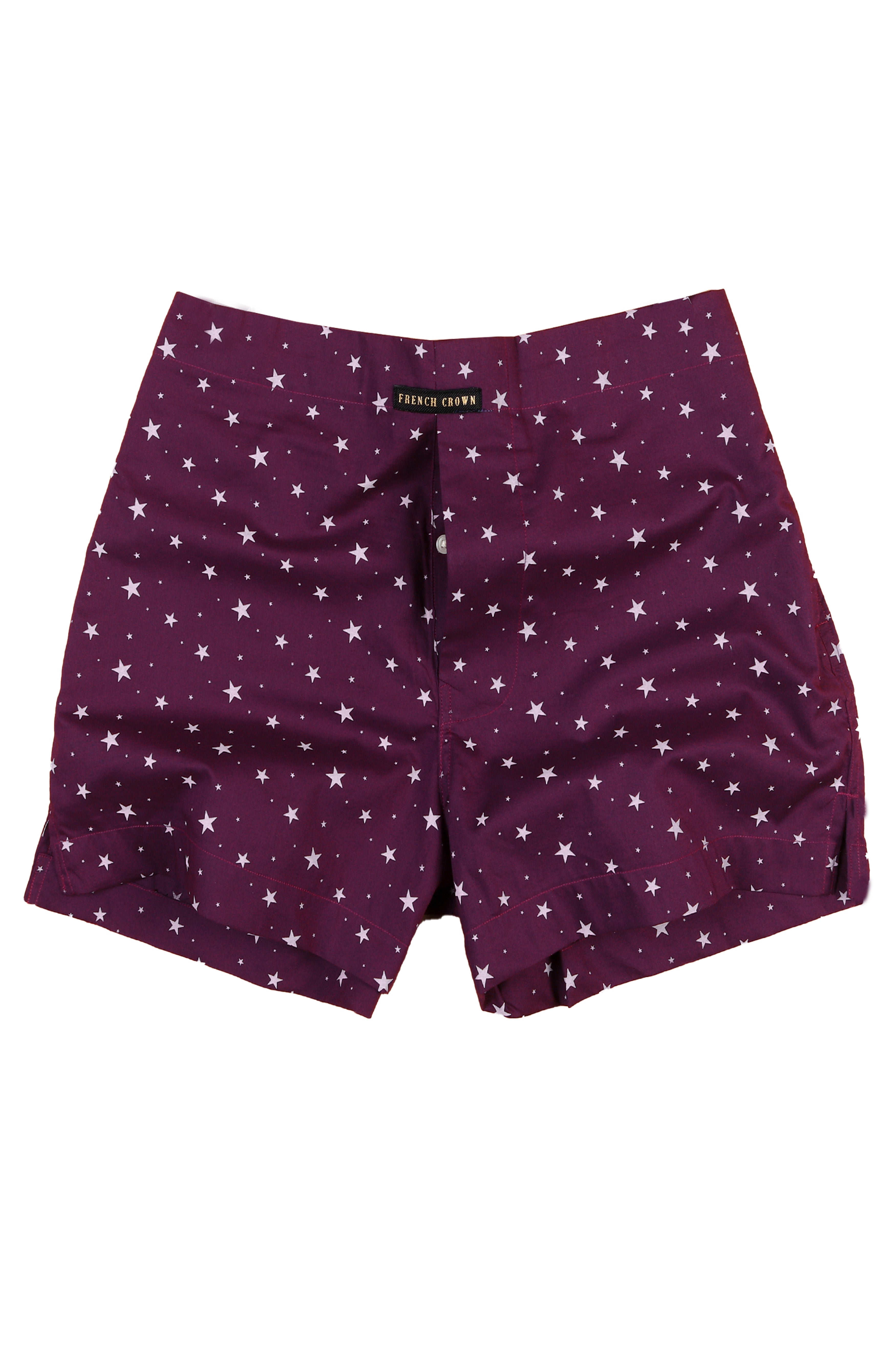 Purple Stars Printed and Mid Blue Solid Premium Cotton Boxer