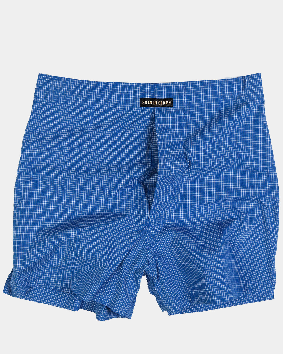Blue Micro Windowpane Plaid Cotton Boxer For Man