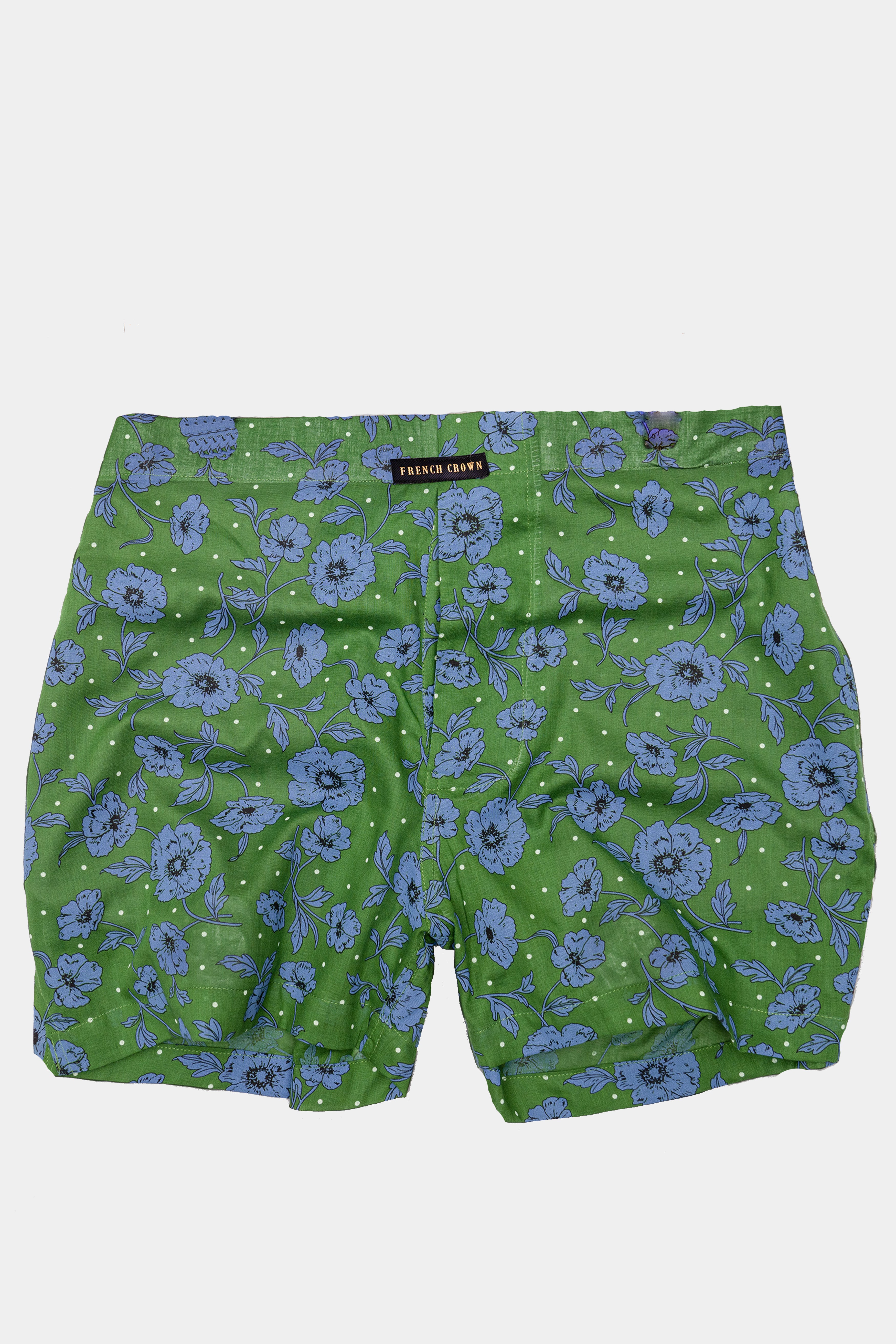 Fern Green With Flowery Printed Premium Cotton Boxer