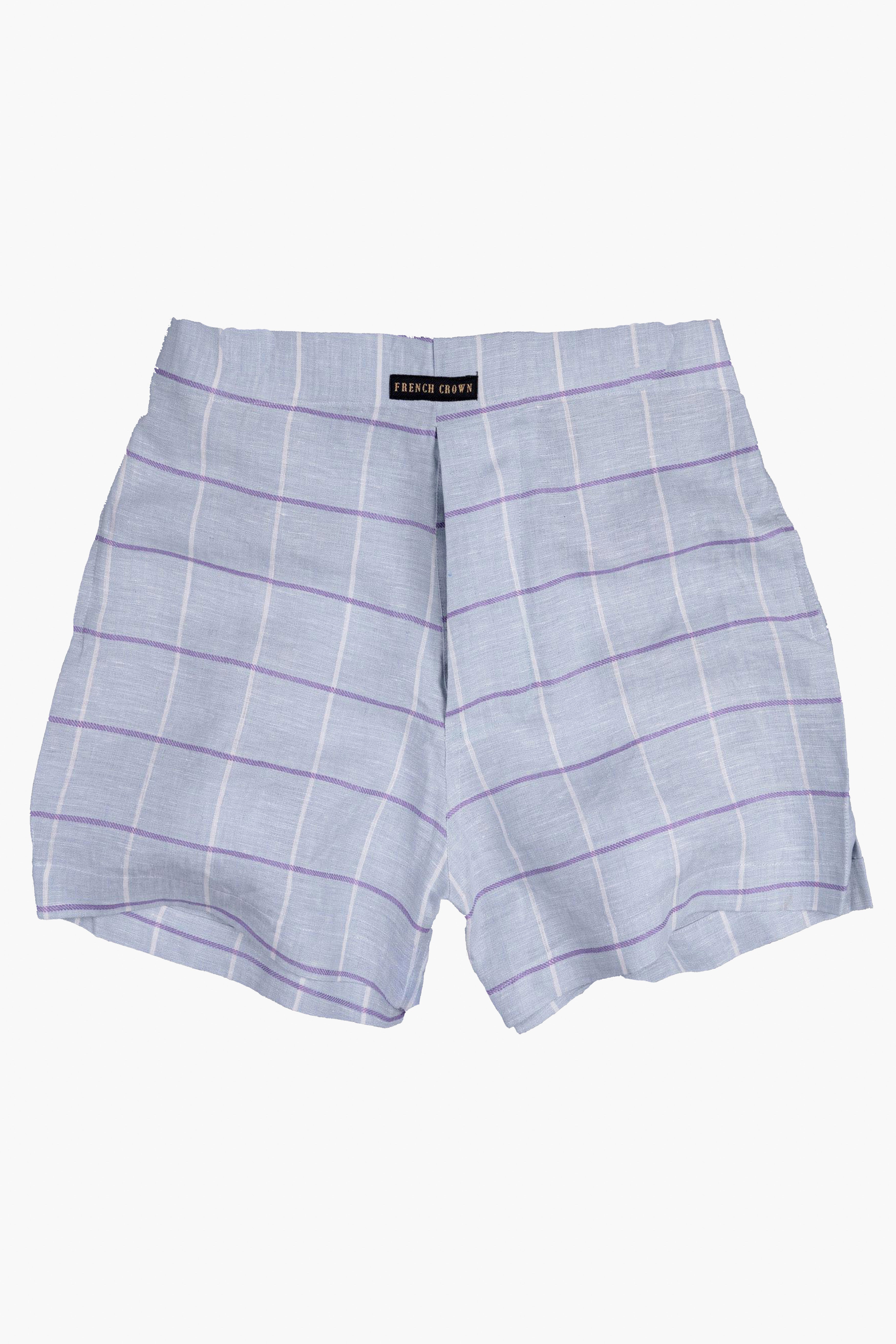 Downriver Blue Plaid Luxurious Linen Boxer