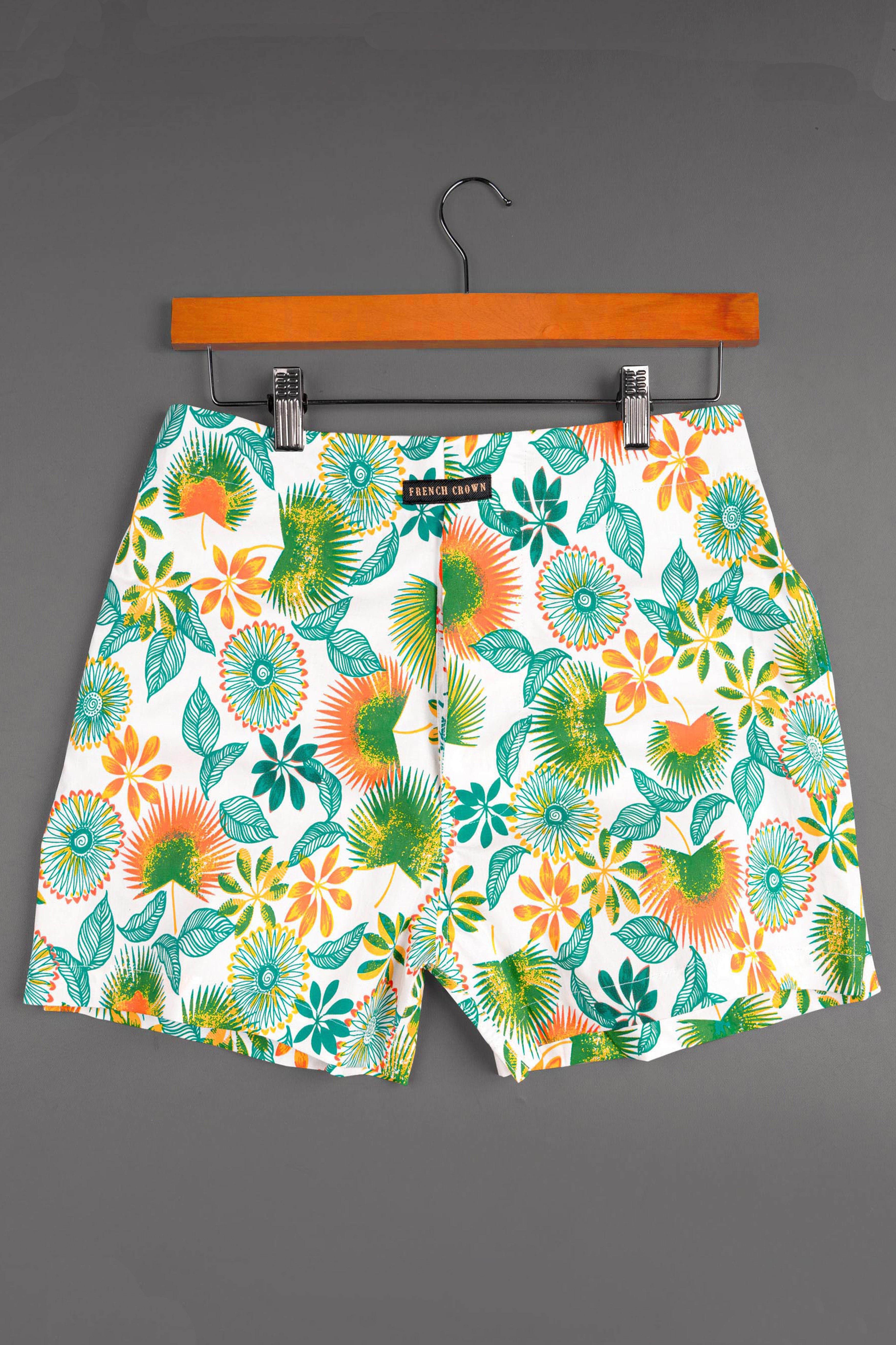 Eucalyptus Green Tropical Printed Premium Cotton Boxer