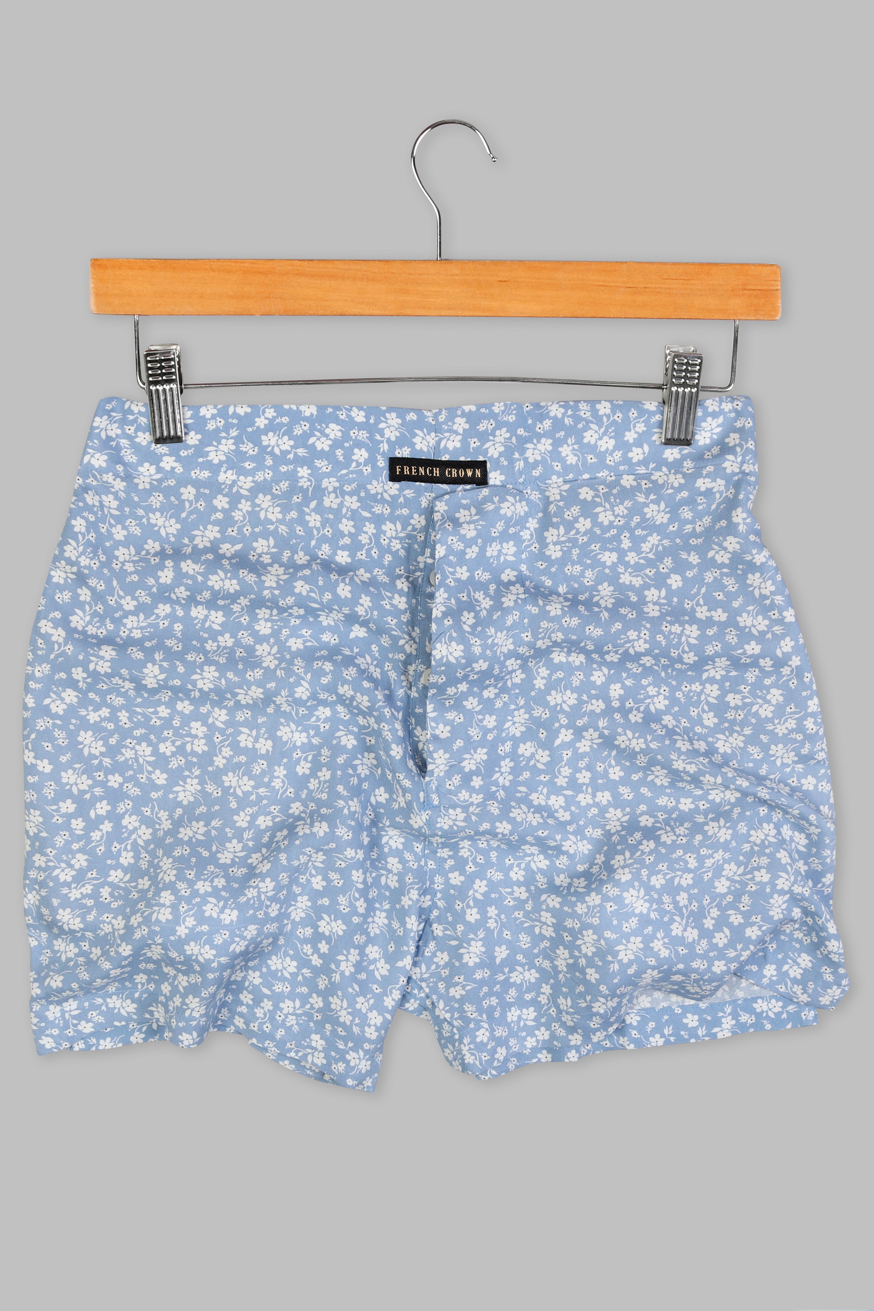Sky Blue Micro Flowers Printed Premium Tencel Boxer