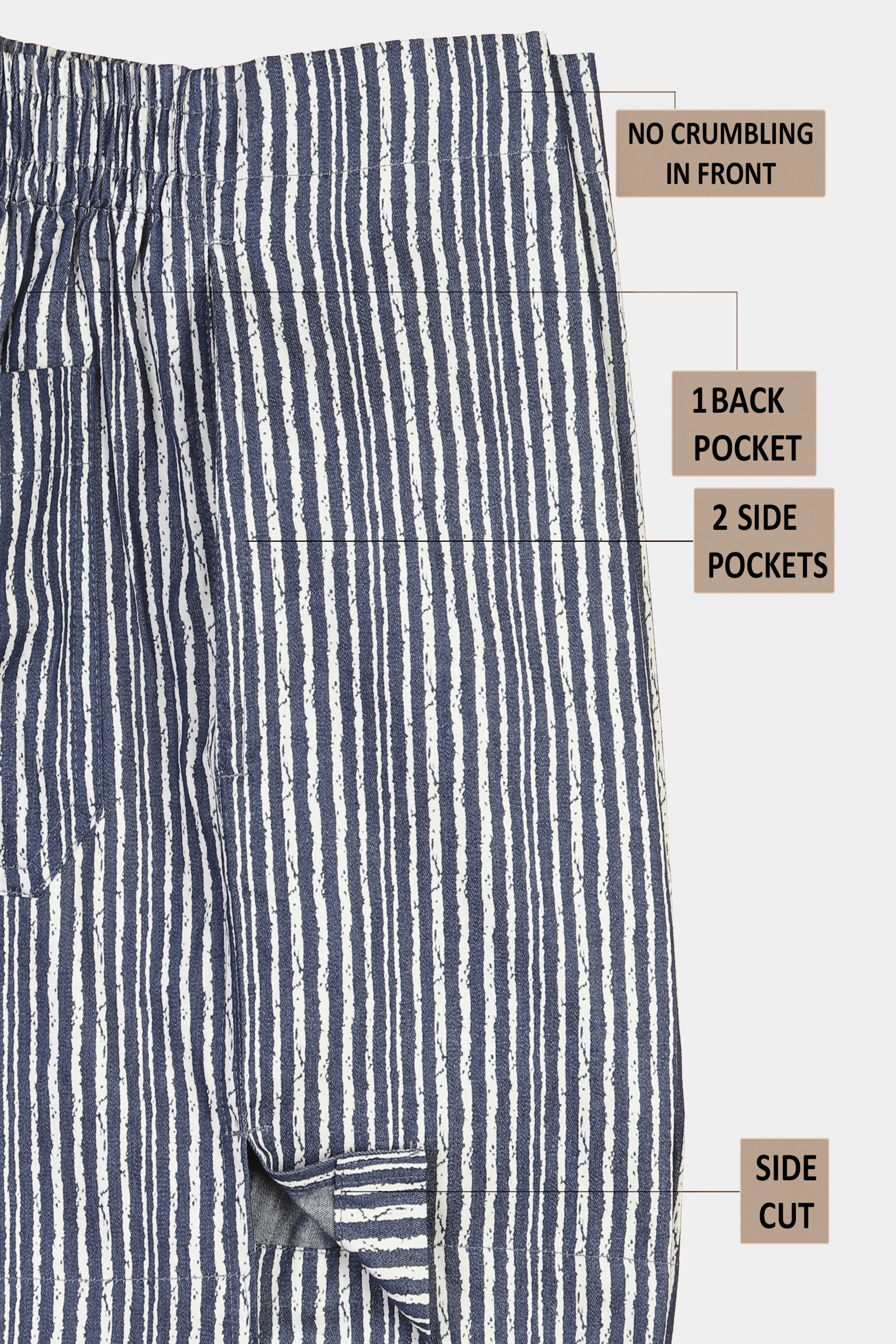 Denim Blue Striped Premium Cotton Boxer