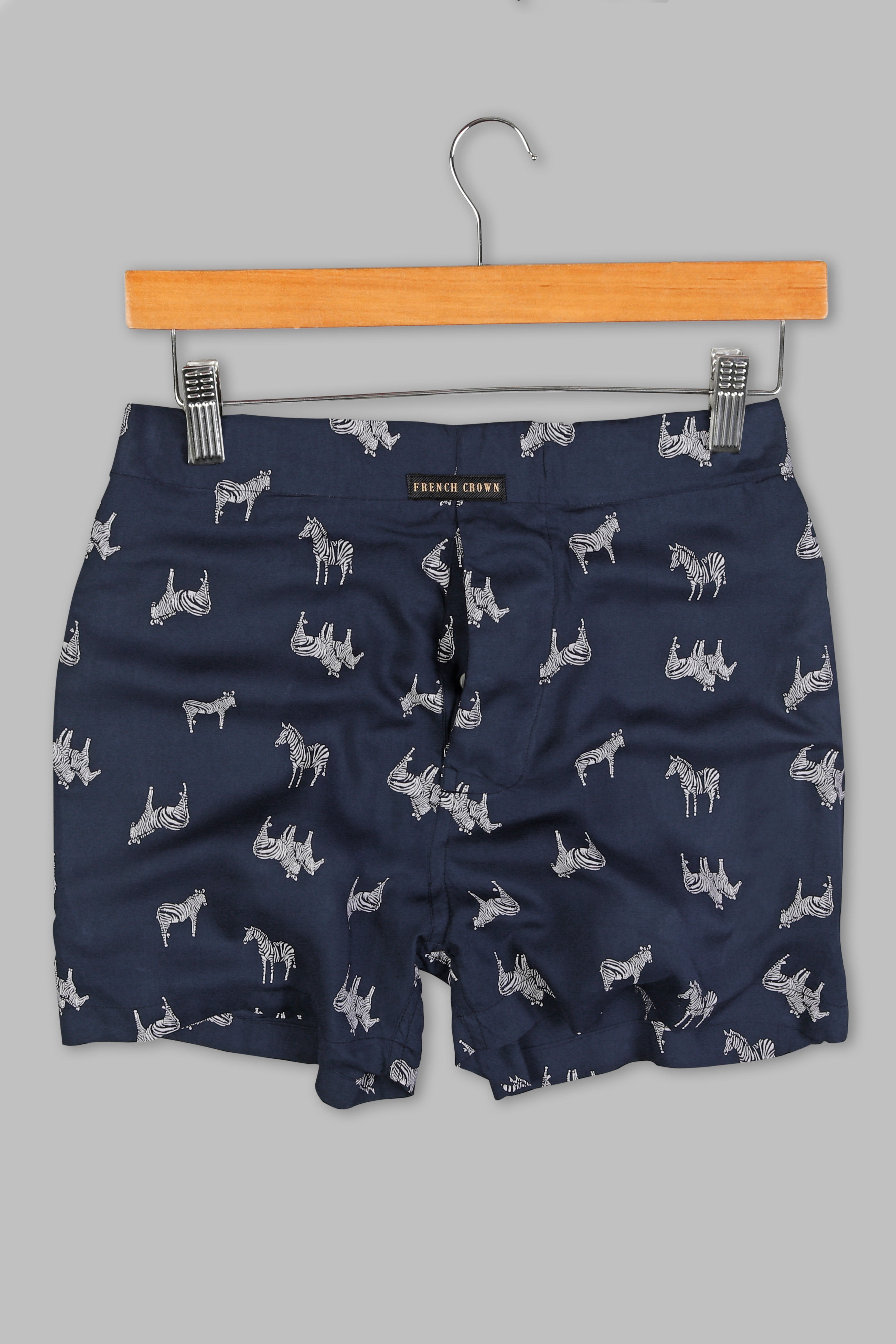 Navy Zebra Printed Premium Cotton Boxer