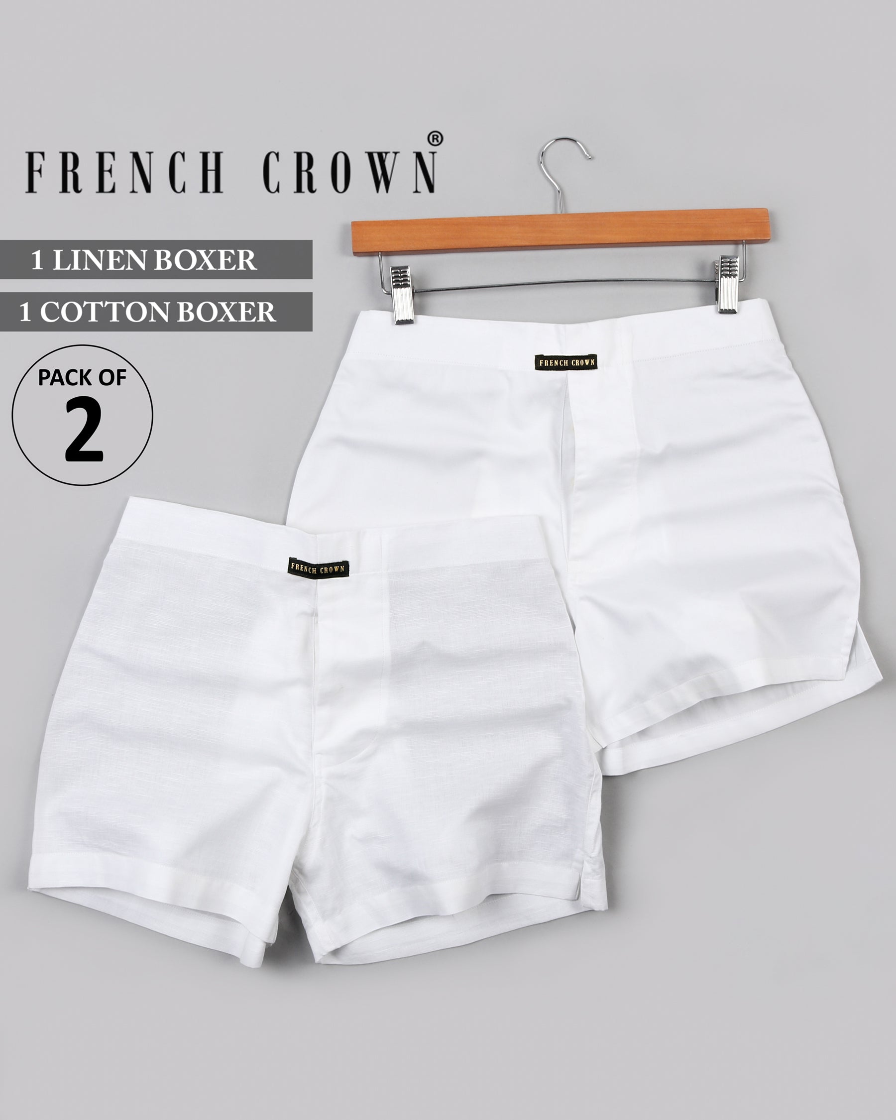 White Cotton and White Premium Linen Boxers