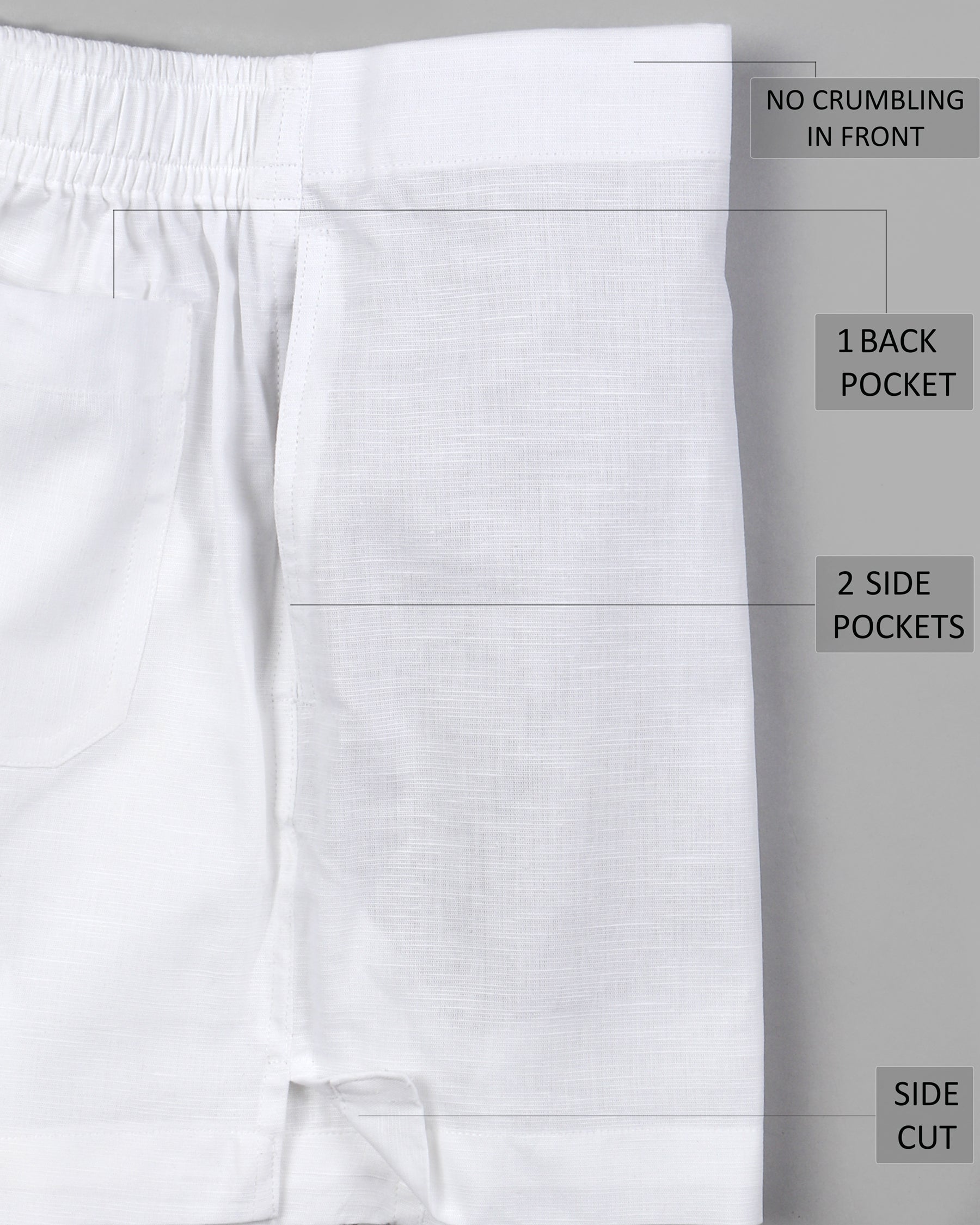 White Plain Solid Premium Cotton And Linen Boxers For Men