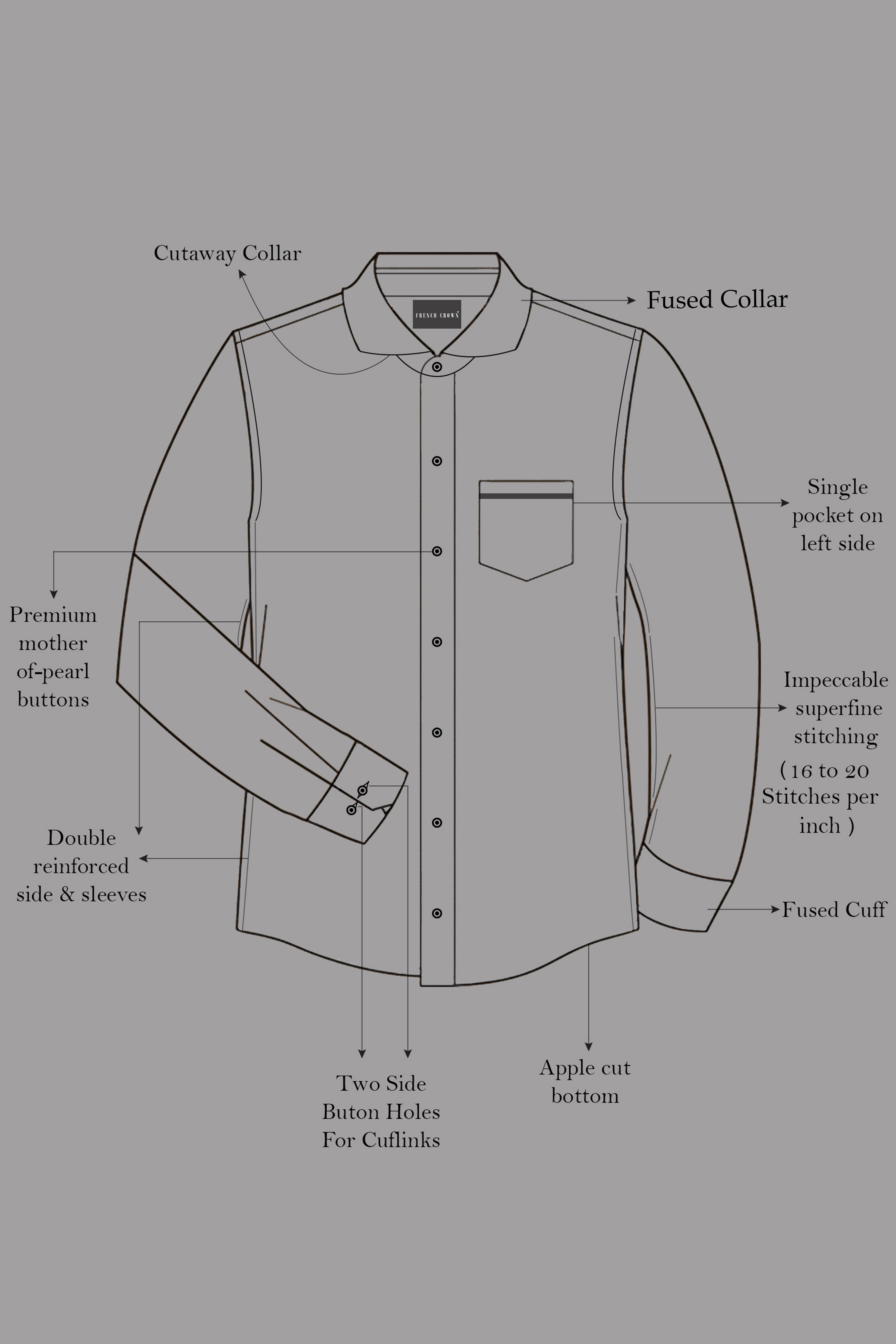 Mauvero-Taupe Purple Subtle Sheen Super Soft Premium Cotton Cut Away Collar Dress Shirt