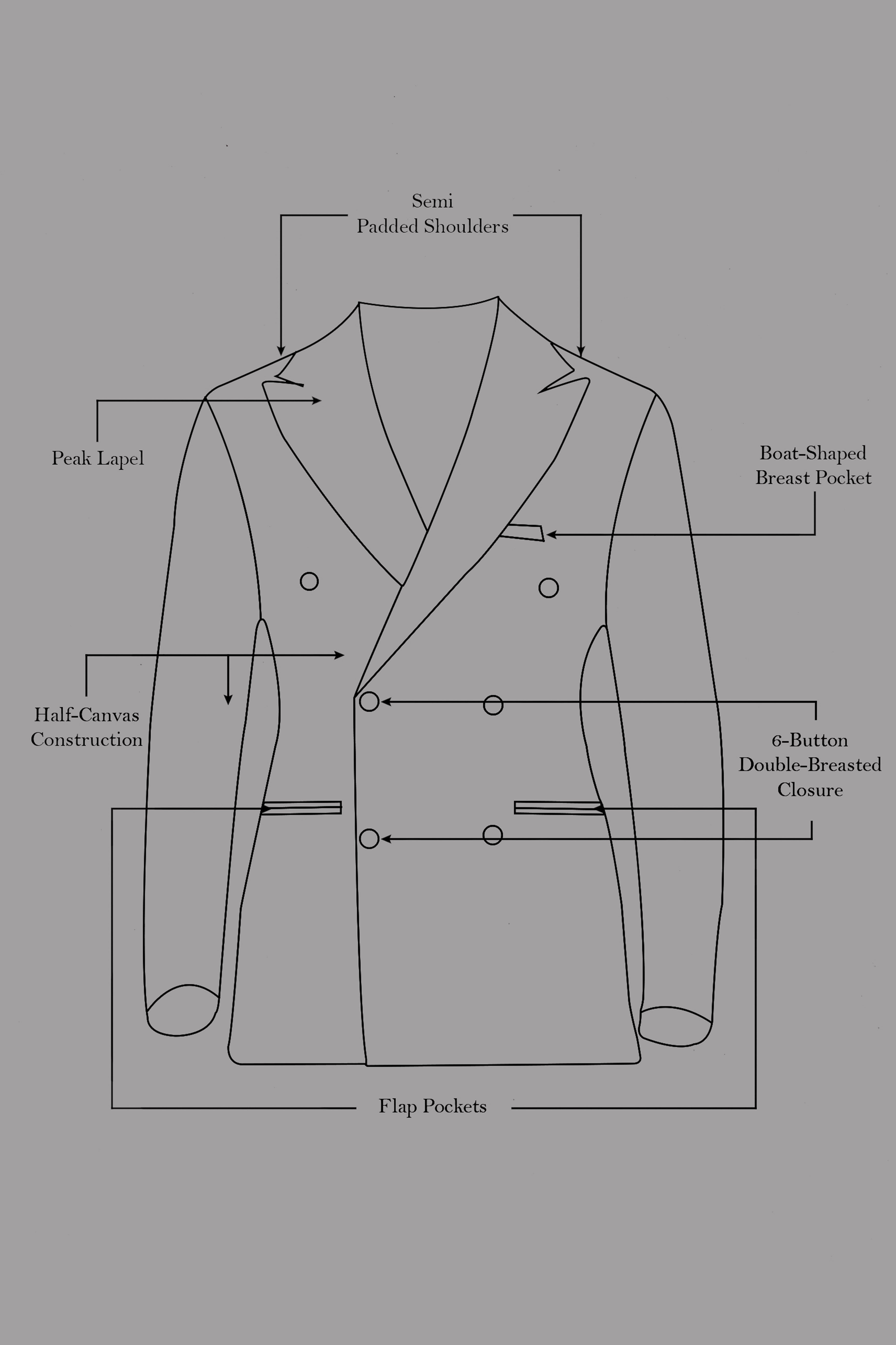 Onyx Black Subtle Plaid Wool rich Double Breasted Suit