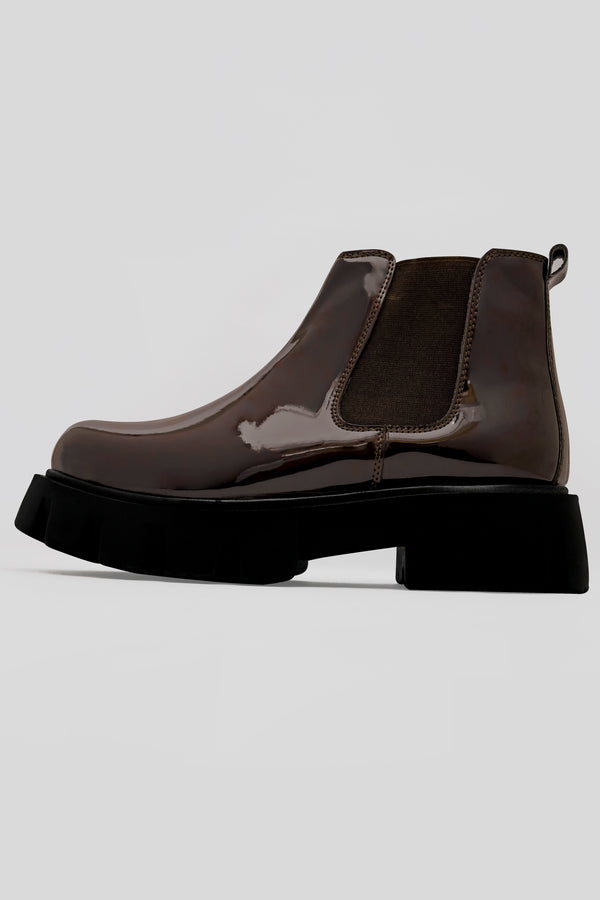 Chocolate Brown Vegan Leather Chelsea Boots