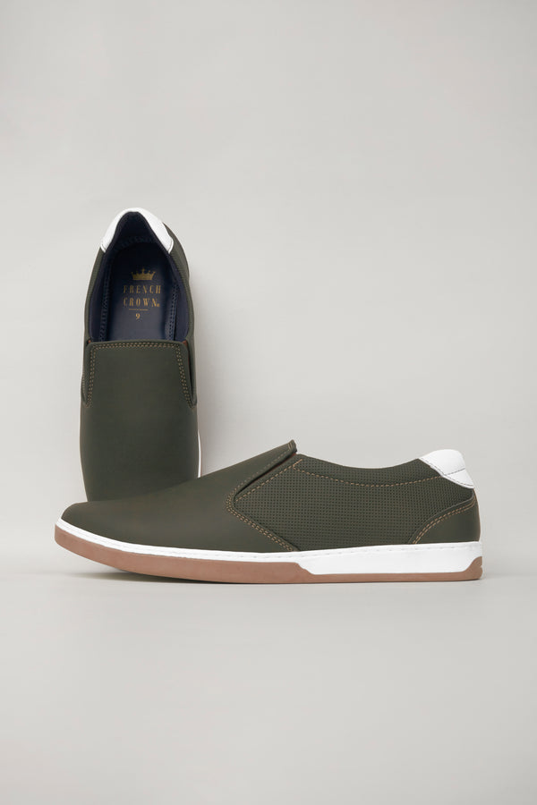 Dark Green Vegan Leather Smart Casual Shoes