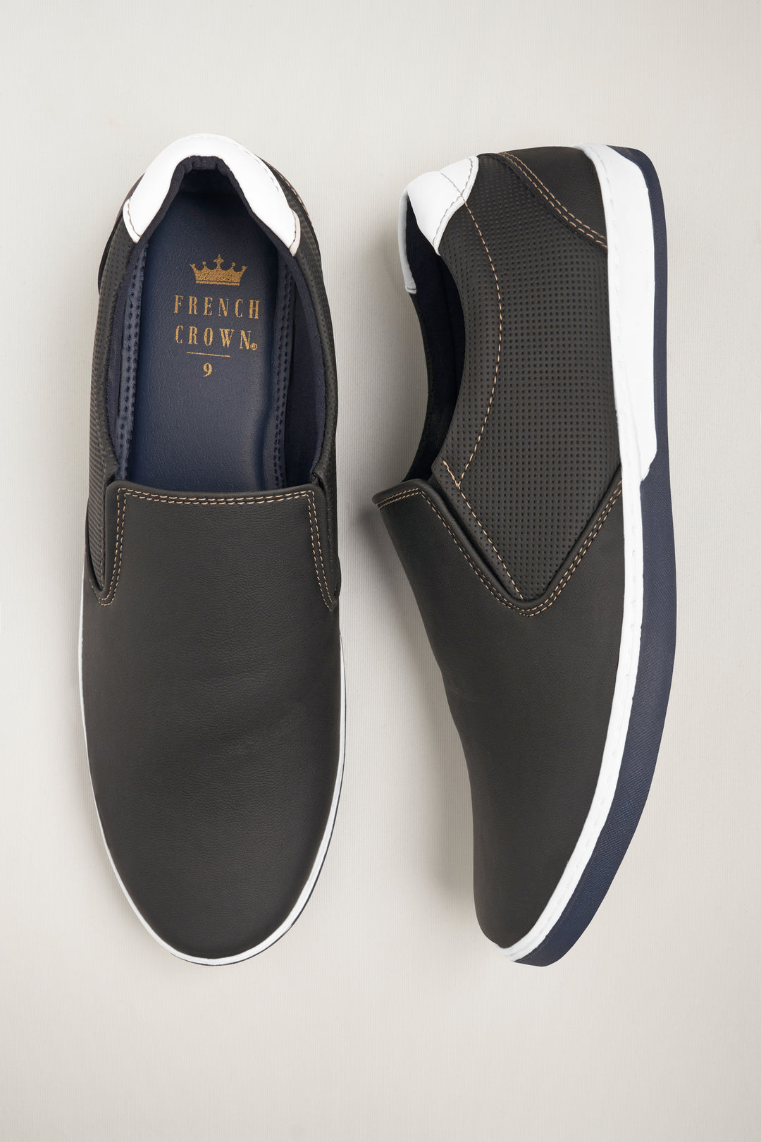 Dark Gray Vegan Leather Smart Casual Shoes