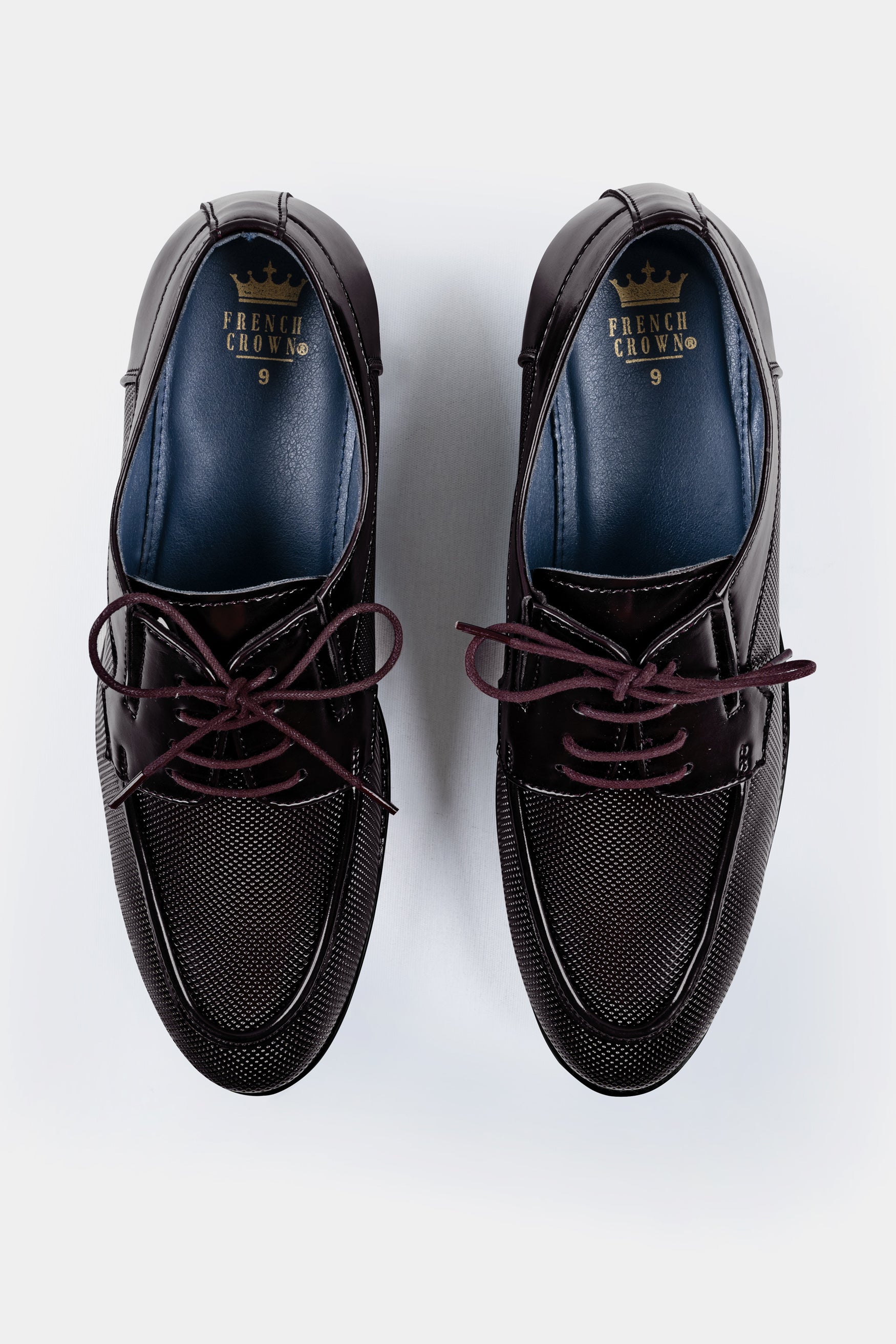 Wine Vegan Leather Textured Blucher Shoes