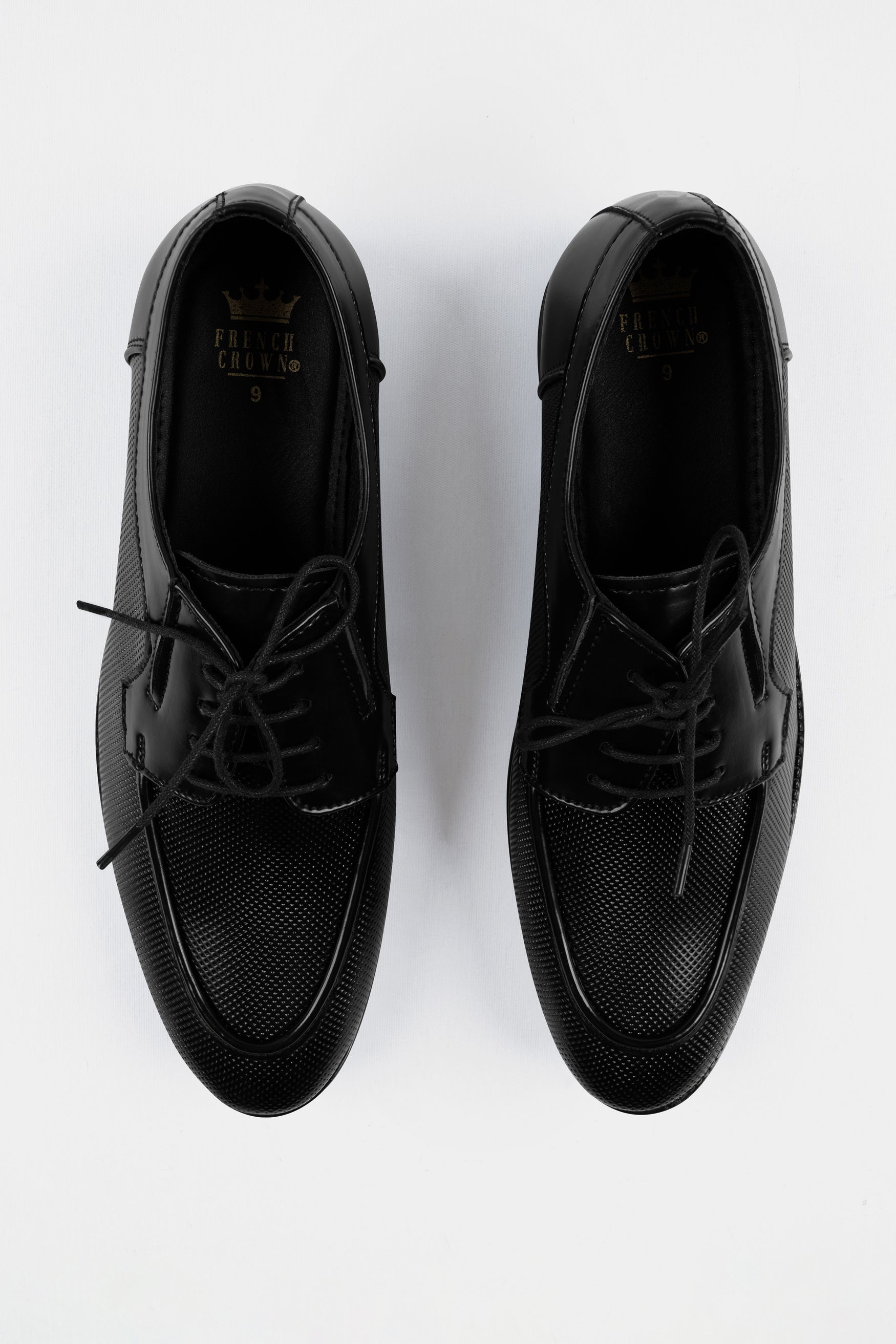 Jade Black Vegan Leather Textured Blucher Shoes