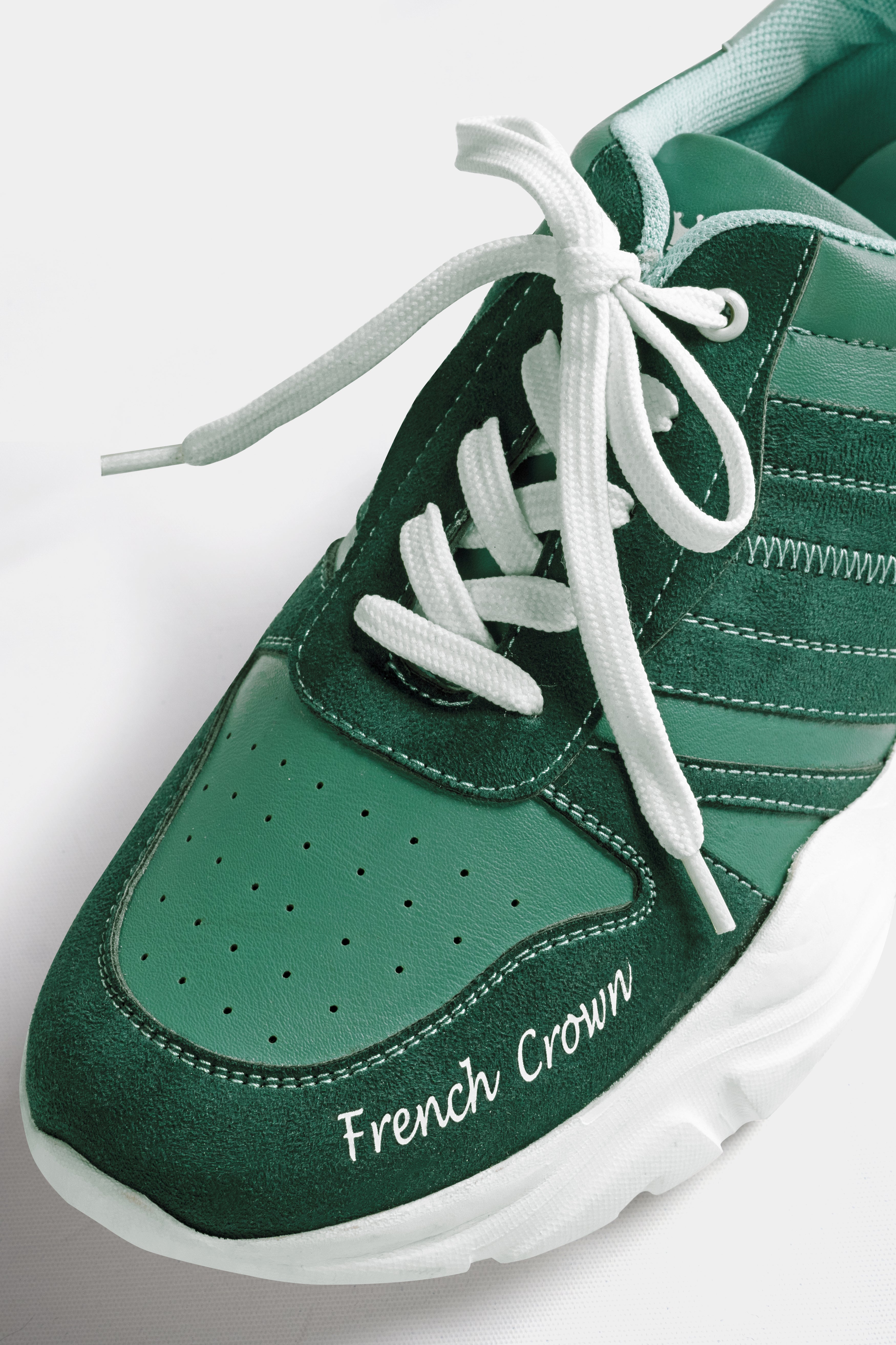 Everglade and Viridian Green with White Lace-up Sneakers
