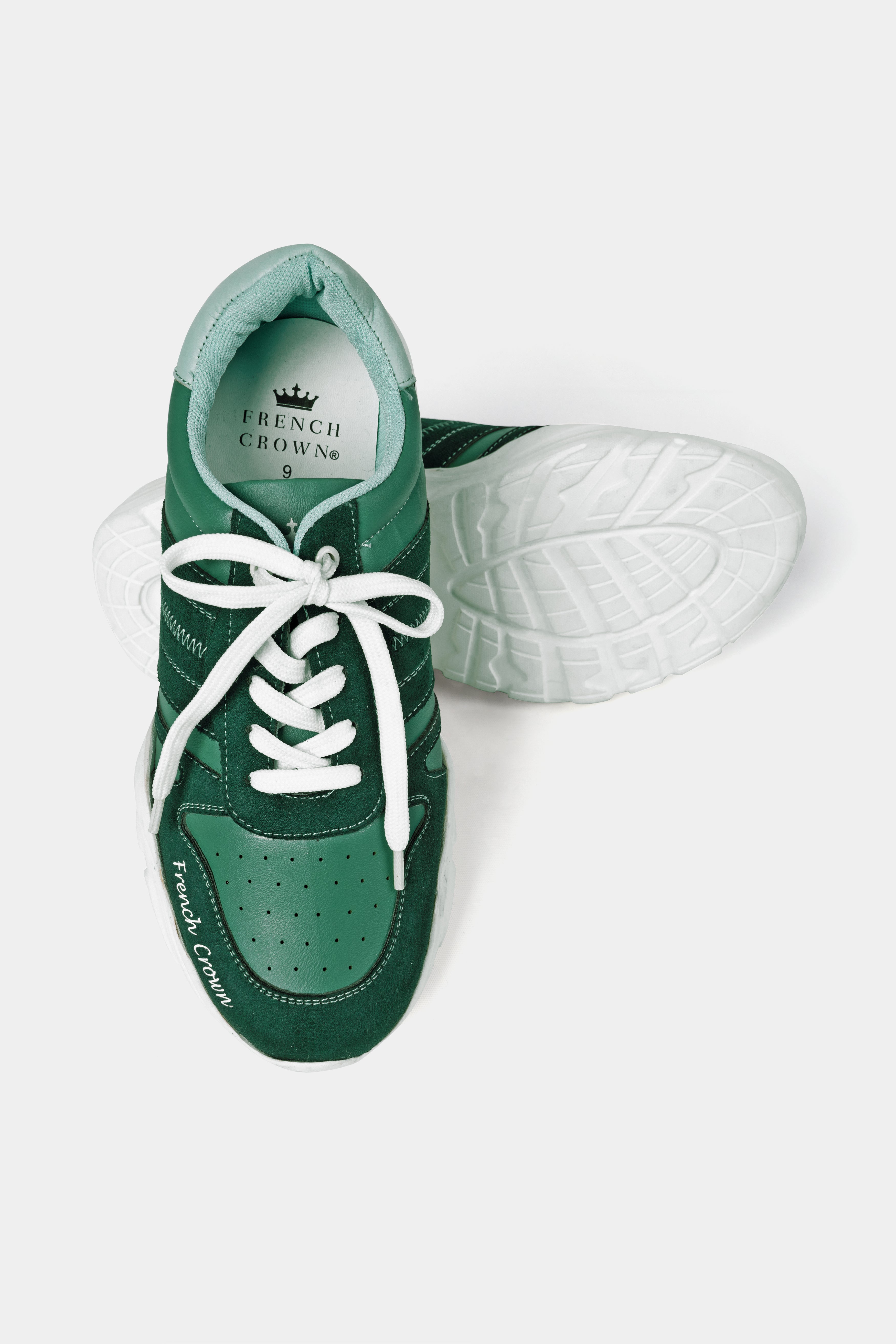 Everglade and Viridian Green with White Lace-up Sneakers