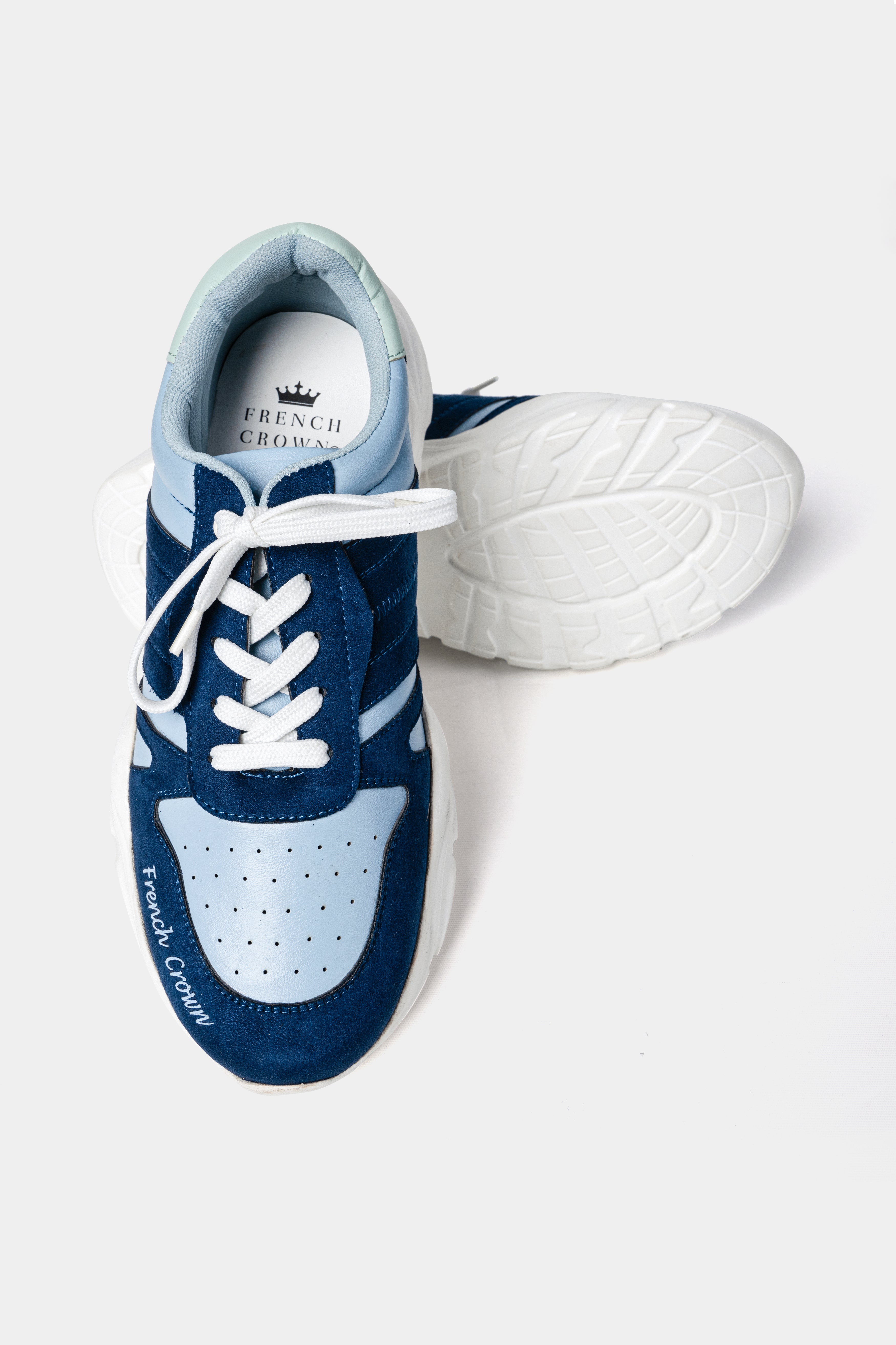 Yale and Glacier Blue with White Lace-up Sneakers