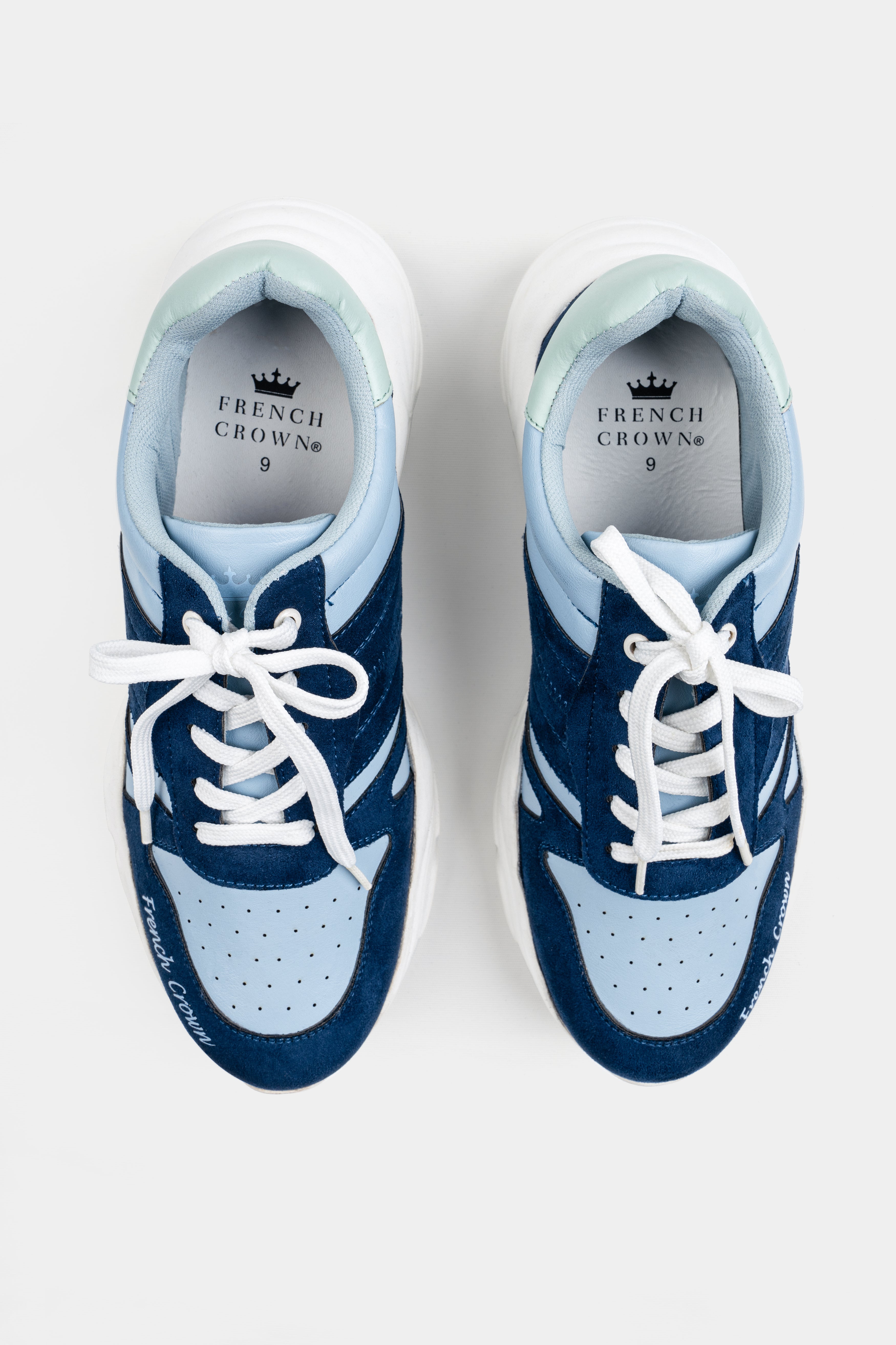 Yale and Glacier Blue with White Lace-up Sneakers