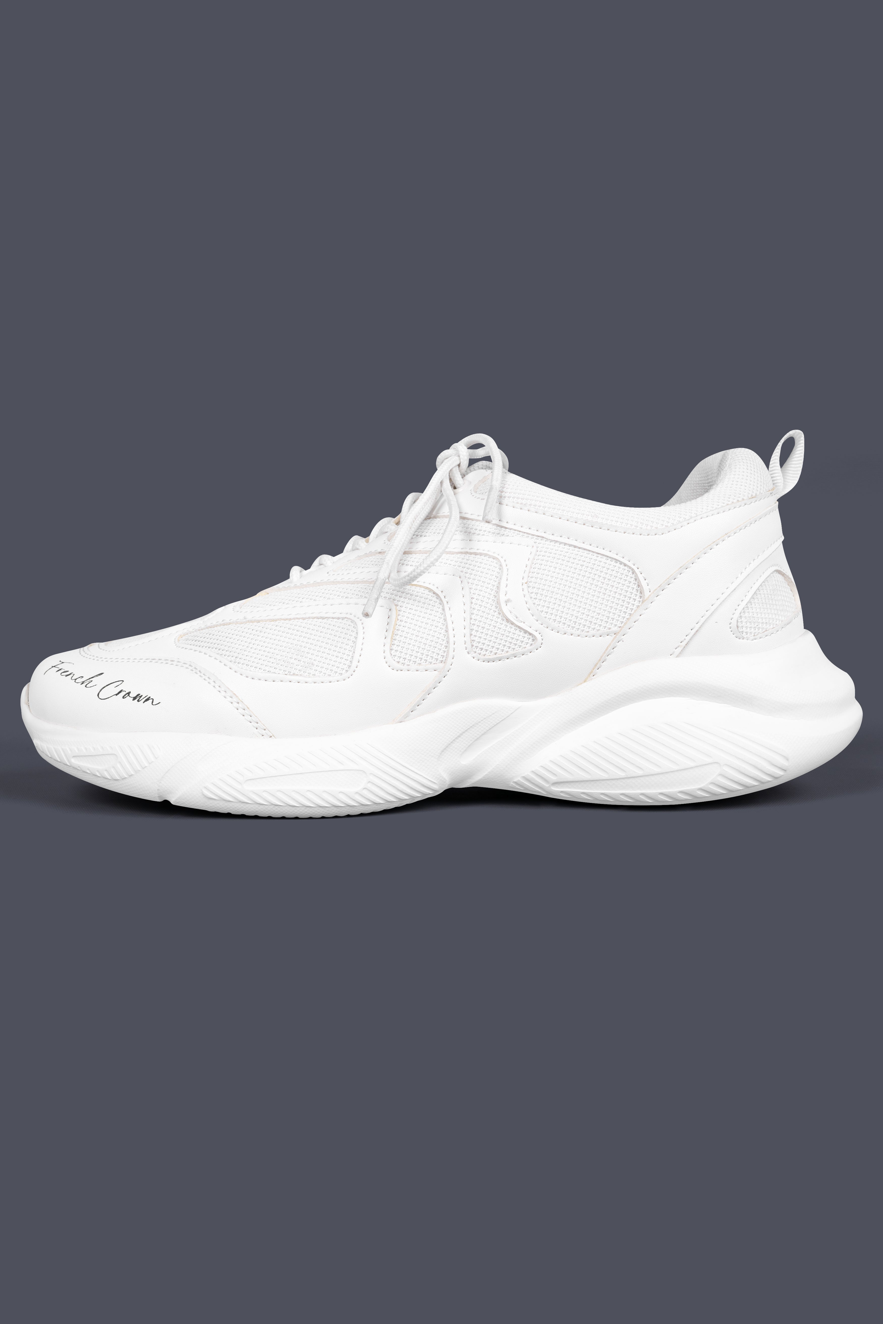 Bright White Lace-up Running Shoes