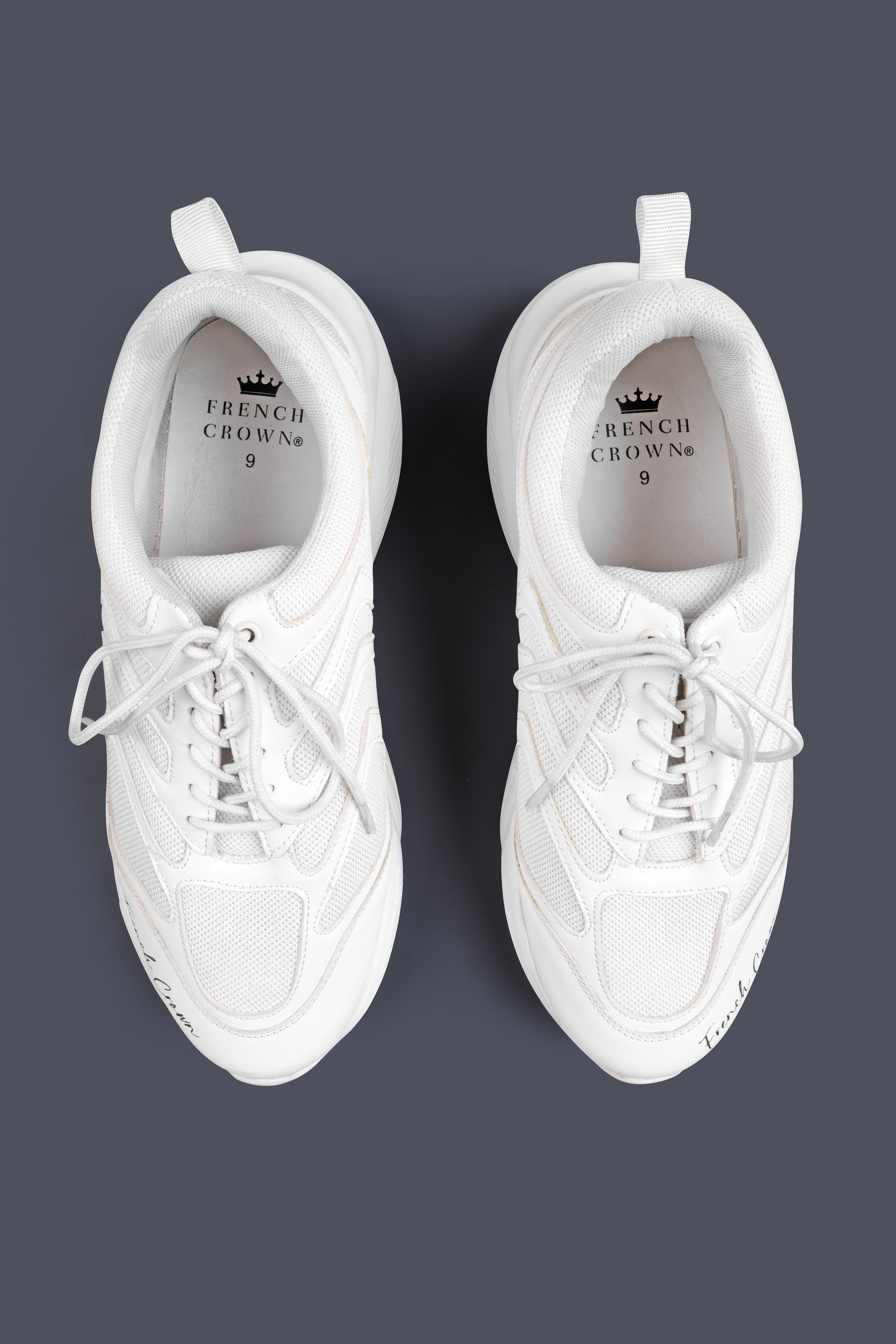 Bright White Lace-up Running Shoes