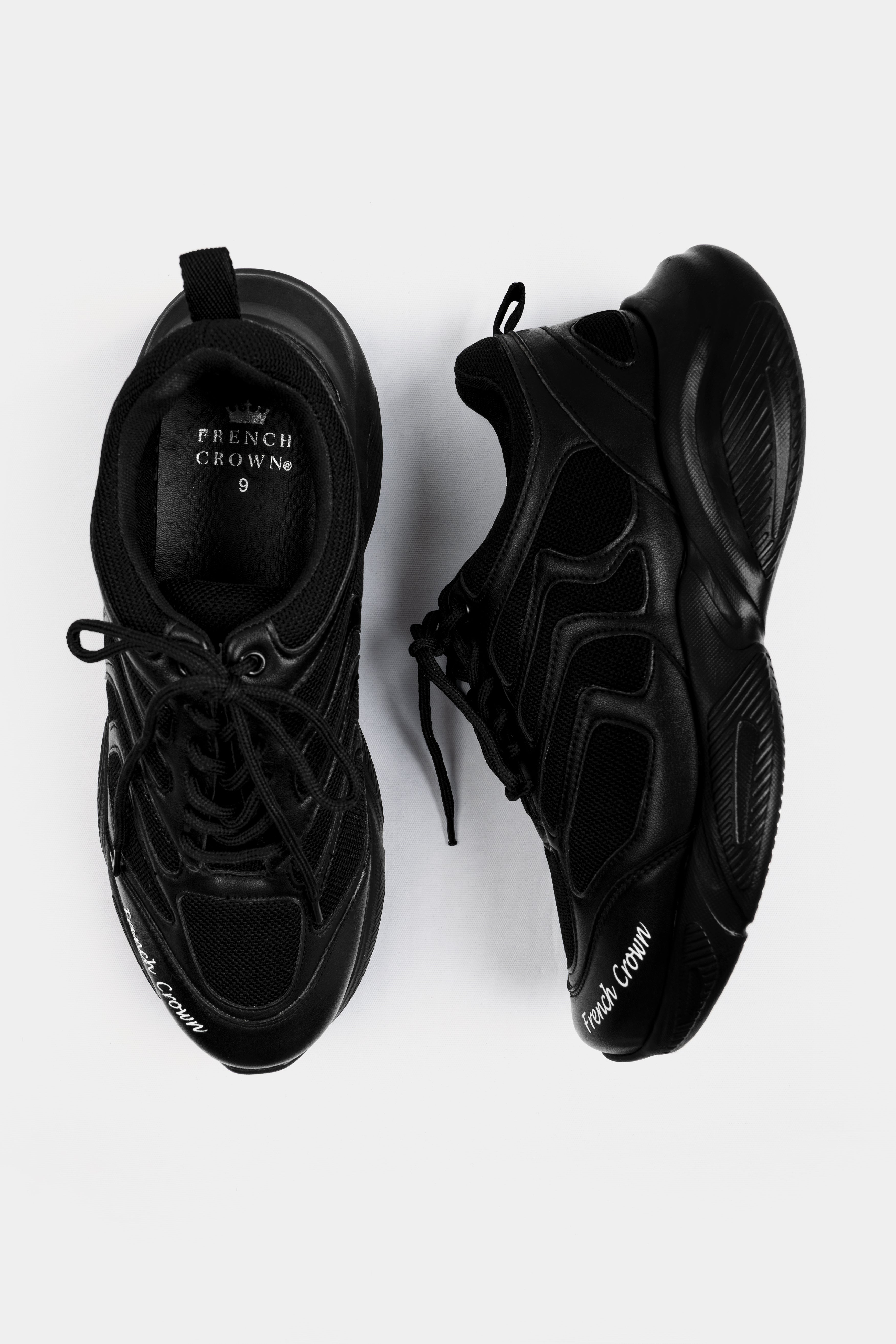 Jade Black Lace-up Running Shoes