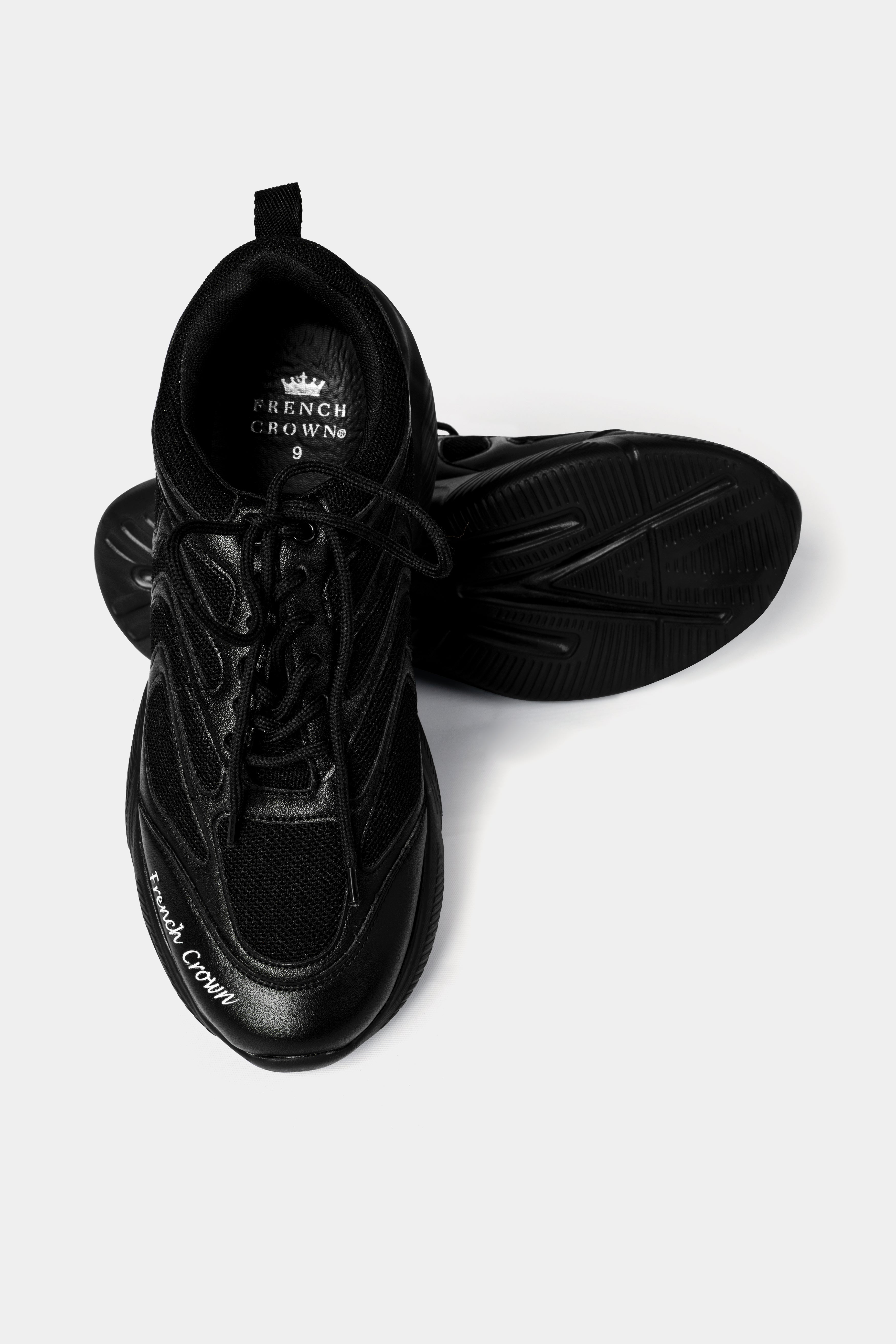 Jade Black Lace-up Running Shoes