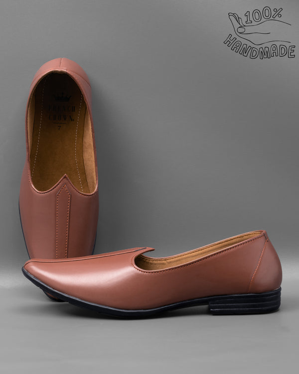 Brown Vegan Leather Hand stitched Jutis