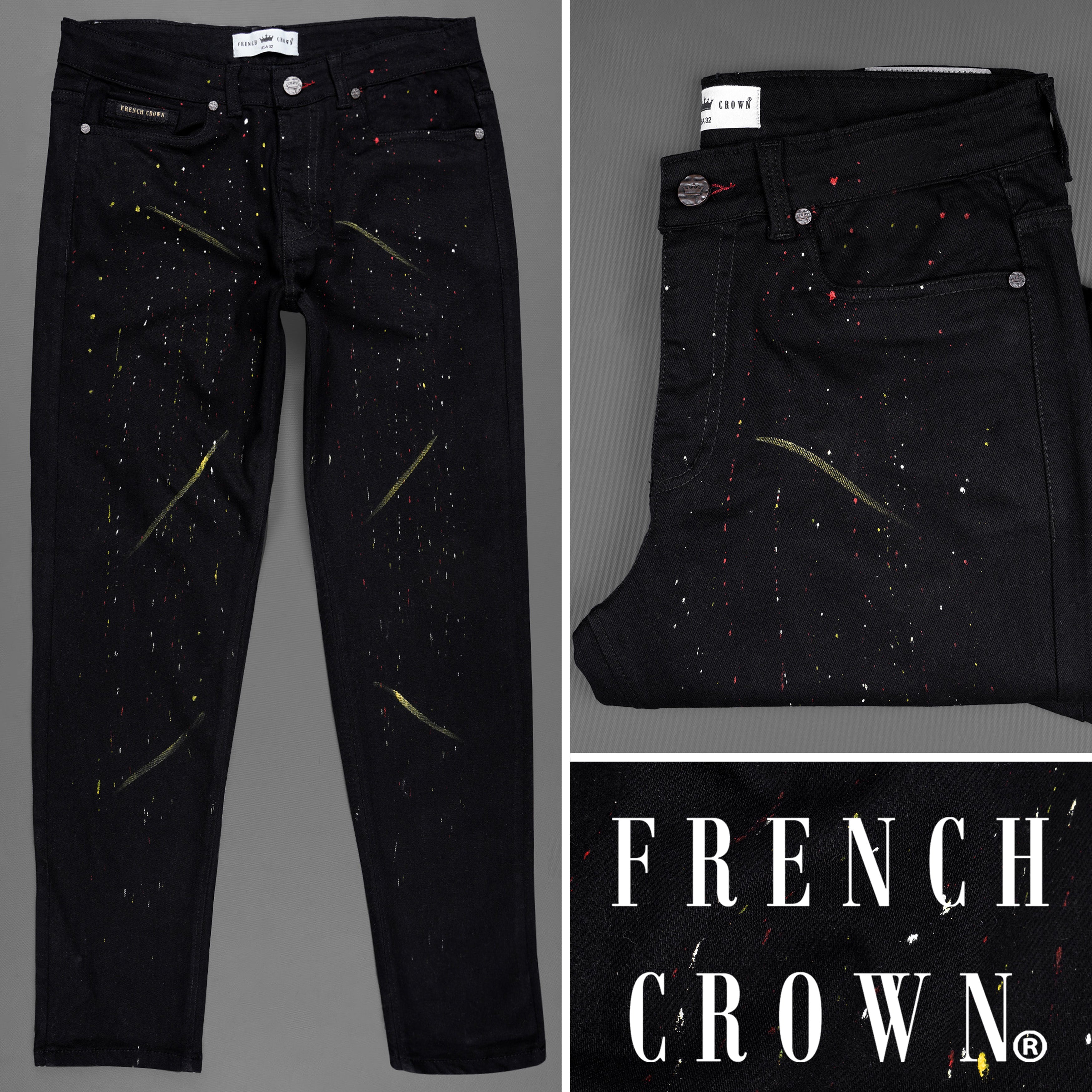 Jade Black Irregular Slim Fit Mid-Rise Clean Look Stretchable