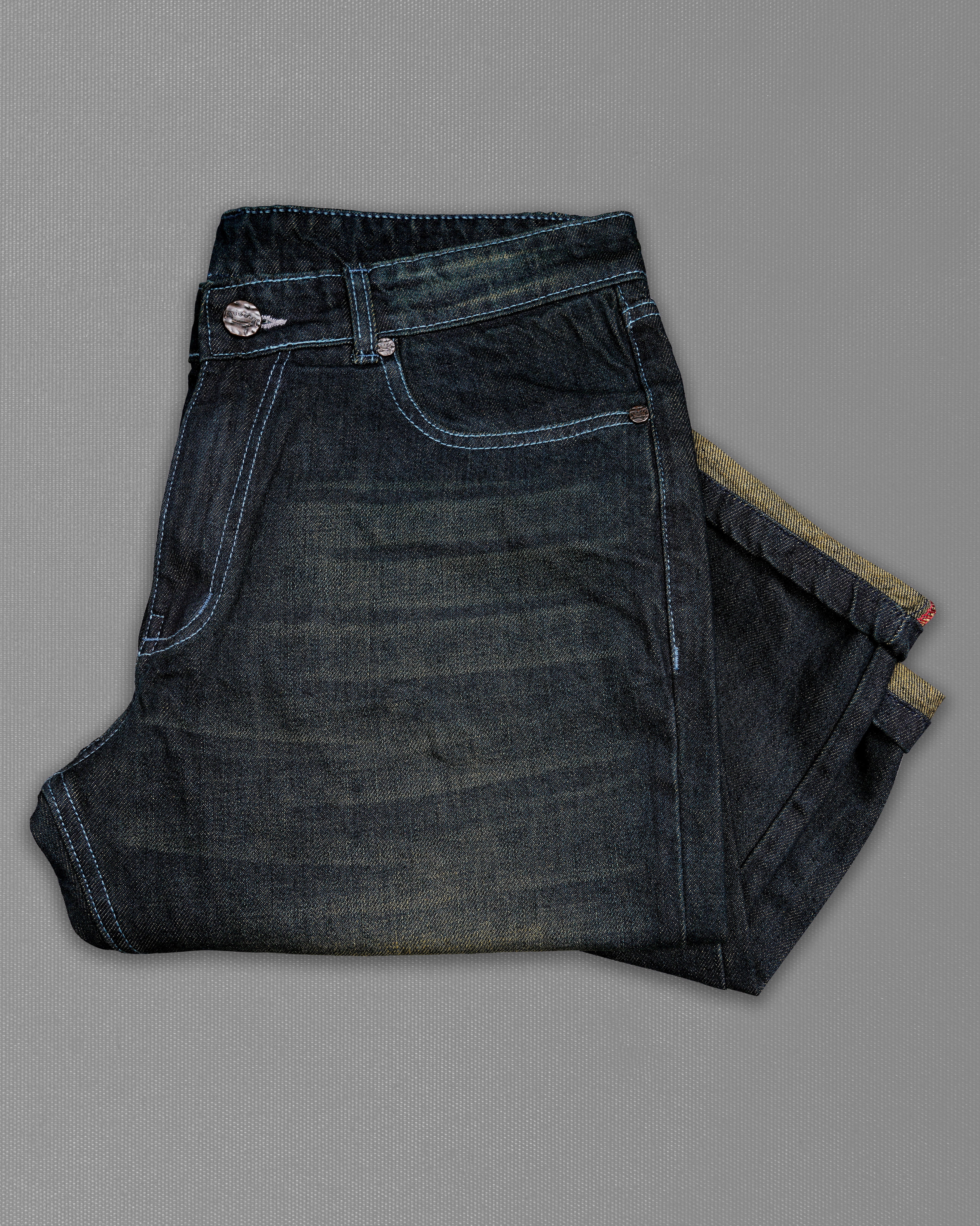 Rangoon Black with Avocado Green Stone Wash Denim