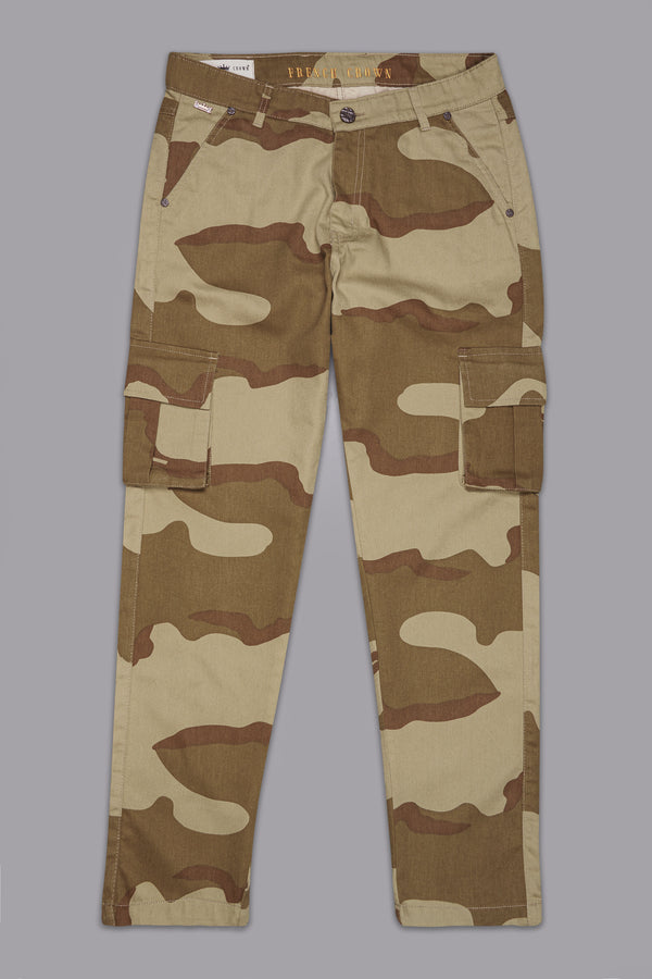 Sandrift Brown and Otter Dark Brown Camouflage Cargo Denim