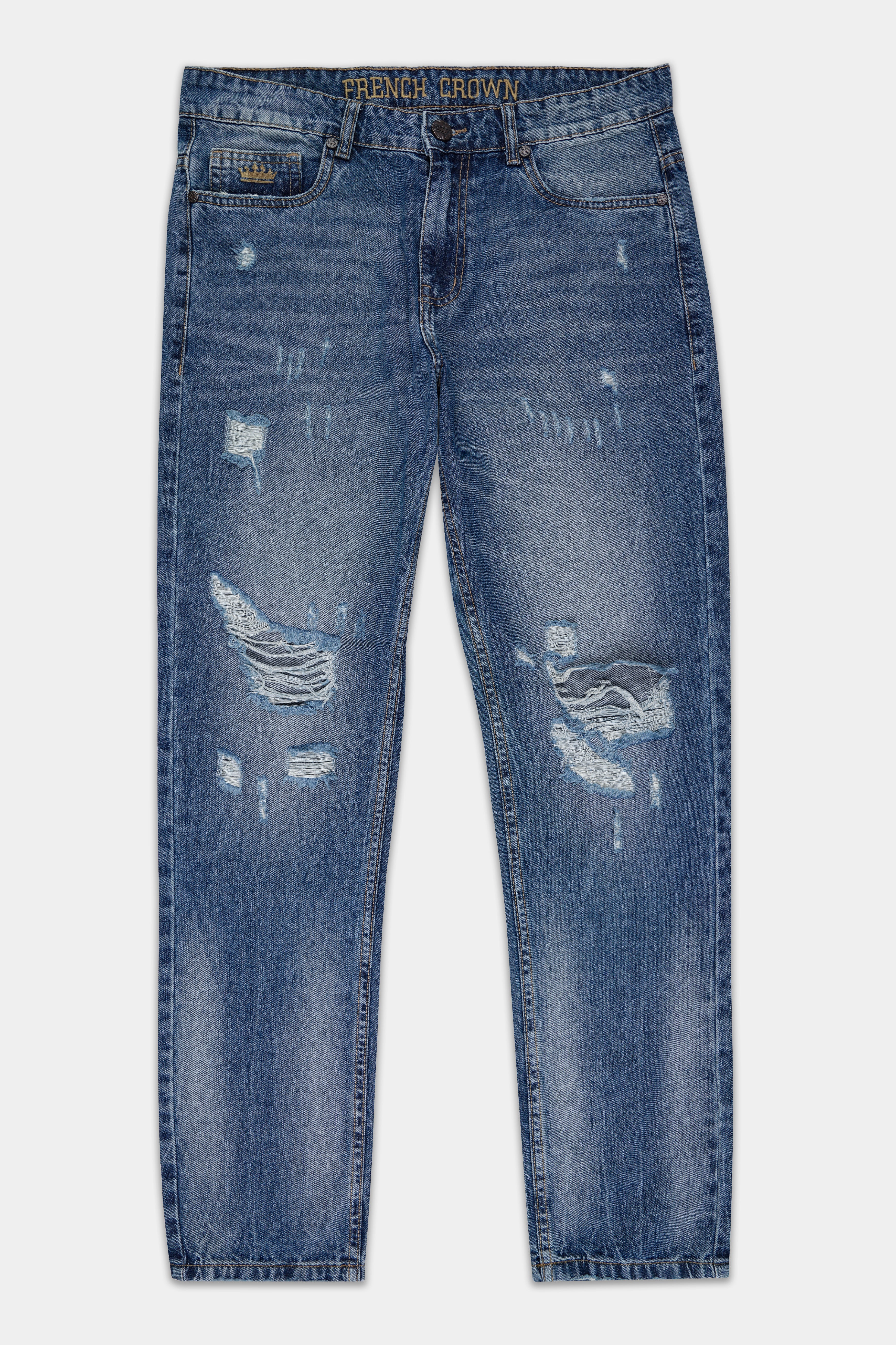 Lynch Blue Mildly Distressed Stone Wash Denim