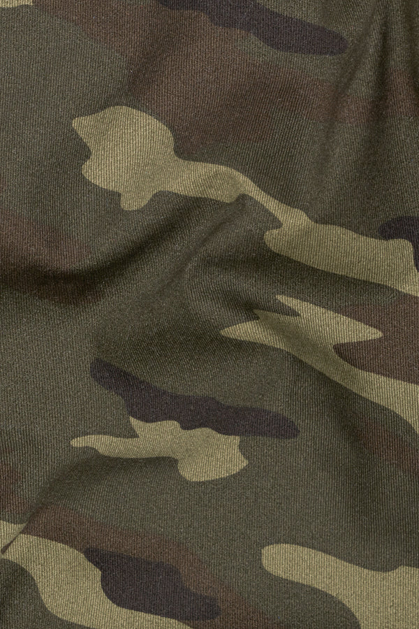 Gravel Green with Taupe Brown Camouflage Cargo Denim