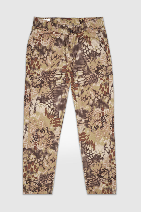 Fawn Brown With Animal Printed Denim